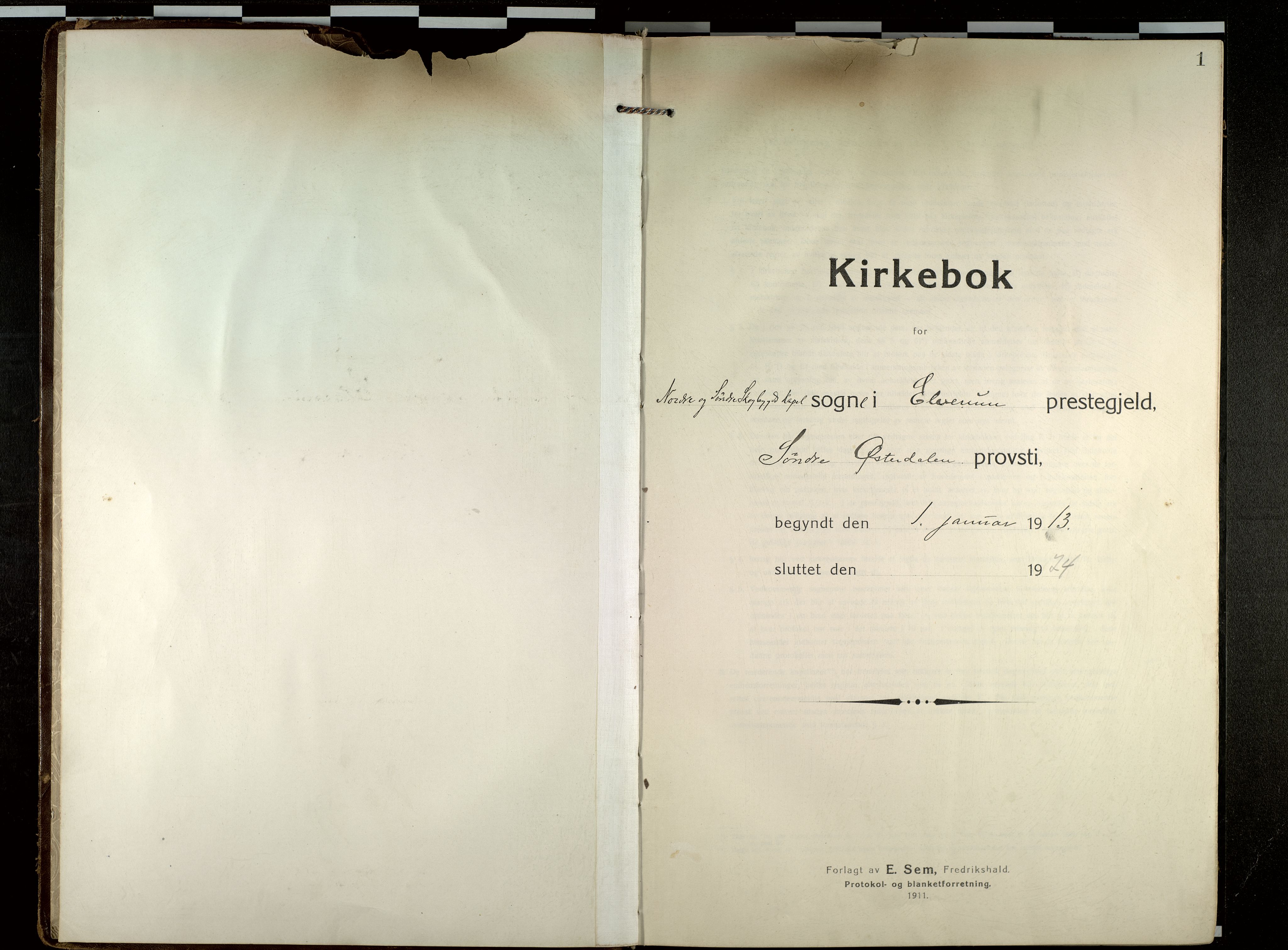 Elverum prestekontor, SAH/PREST-044/H/Ha/Haa/L0022: Ministerialbok nr. 22, 1913-1924, s. 1