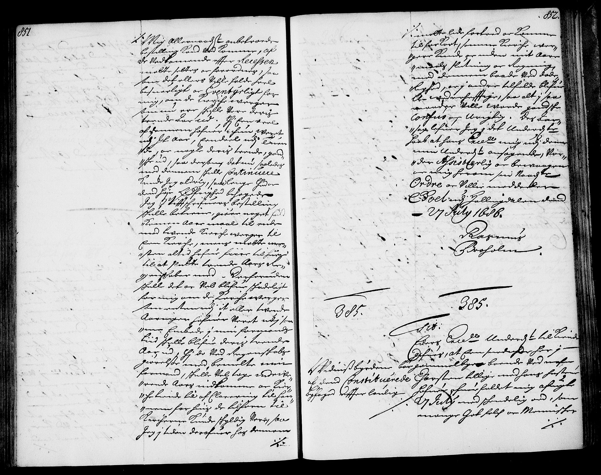 Stattholderembetet 1572-1771, RA/EA-2870/Ae/L0002: Supplikasjons- og resolusjonsprotokoll, 1686, s. 851-852