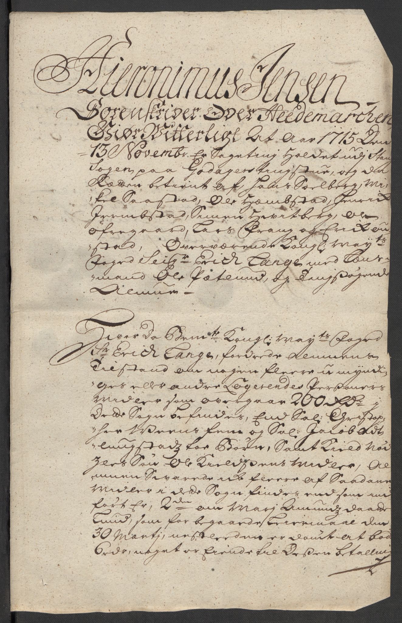Rentekammeret inntil 1814, Reviderte regnskaper, Fogderegnskap, AV/RA-EA-4092/R16/L1053: Fogderegnskap Hedmark, 1715, s. 206