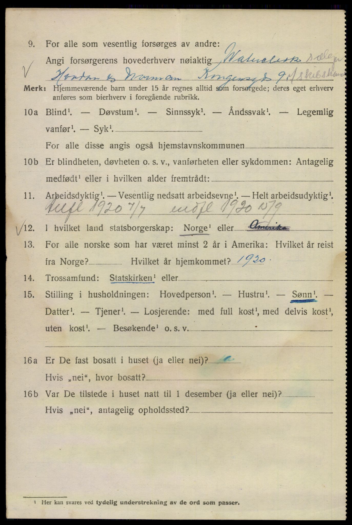 SAO, Folketelling 1920 for 0301 Kristiania kjøpstad, 1920, s. 654270