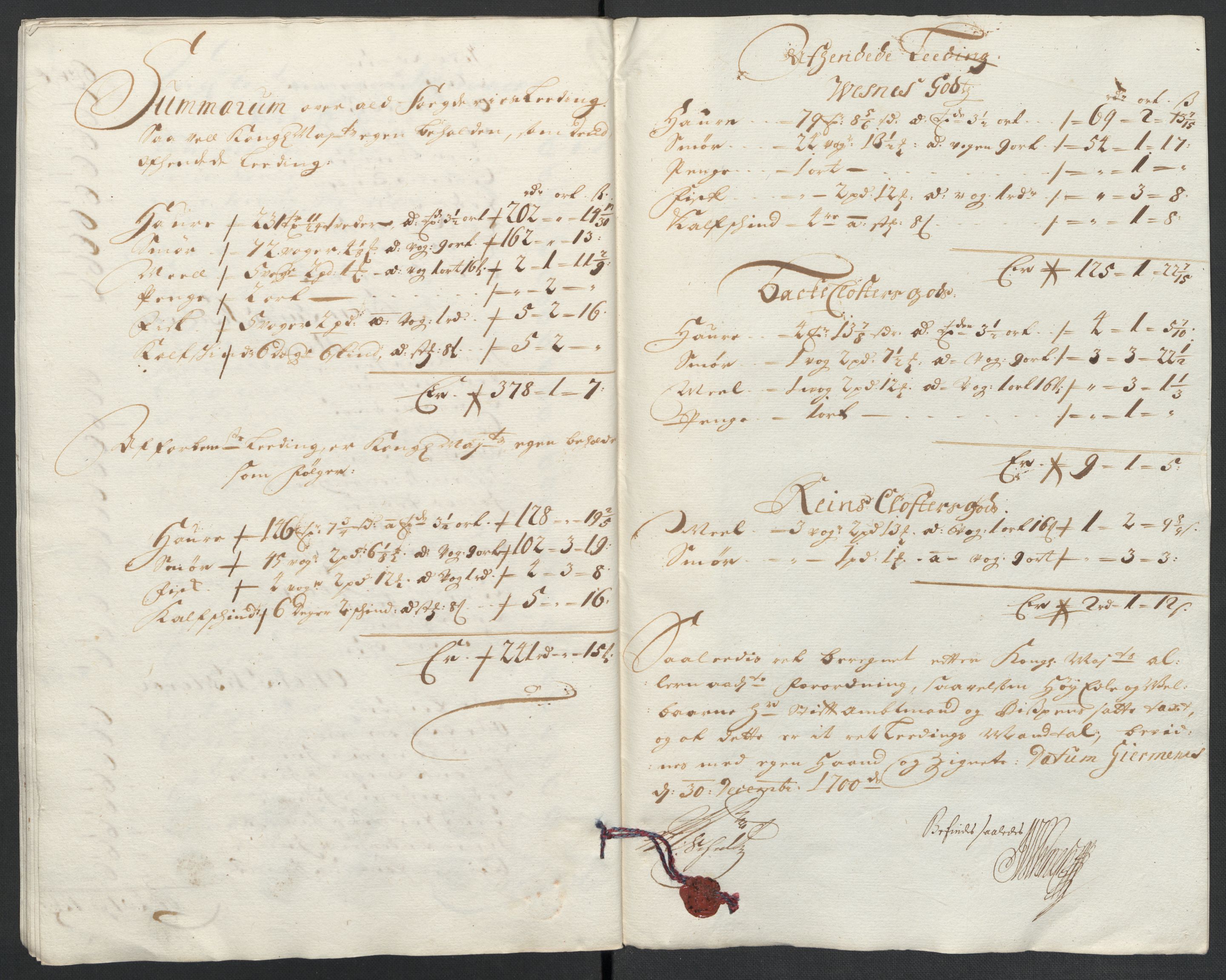 Rentekammeret inntil 1814, Reviderte regnskaper, Fogderegnskap, RA/EA-4092/R55/L3654: Fogderegnskap Romsdal, 1699-1700, s. 328
