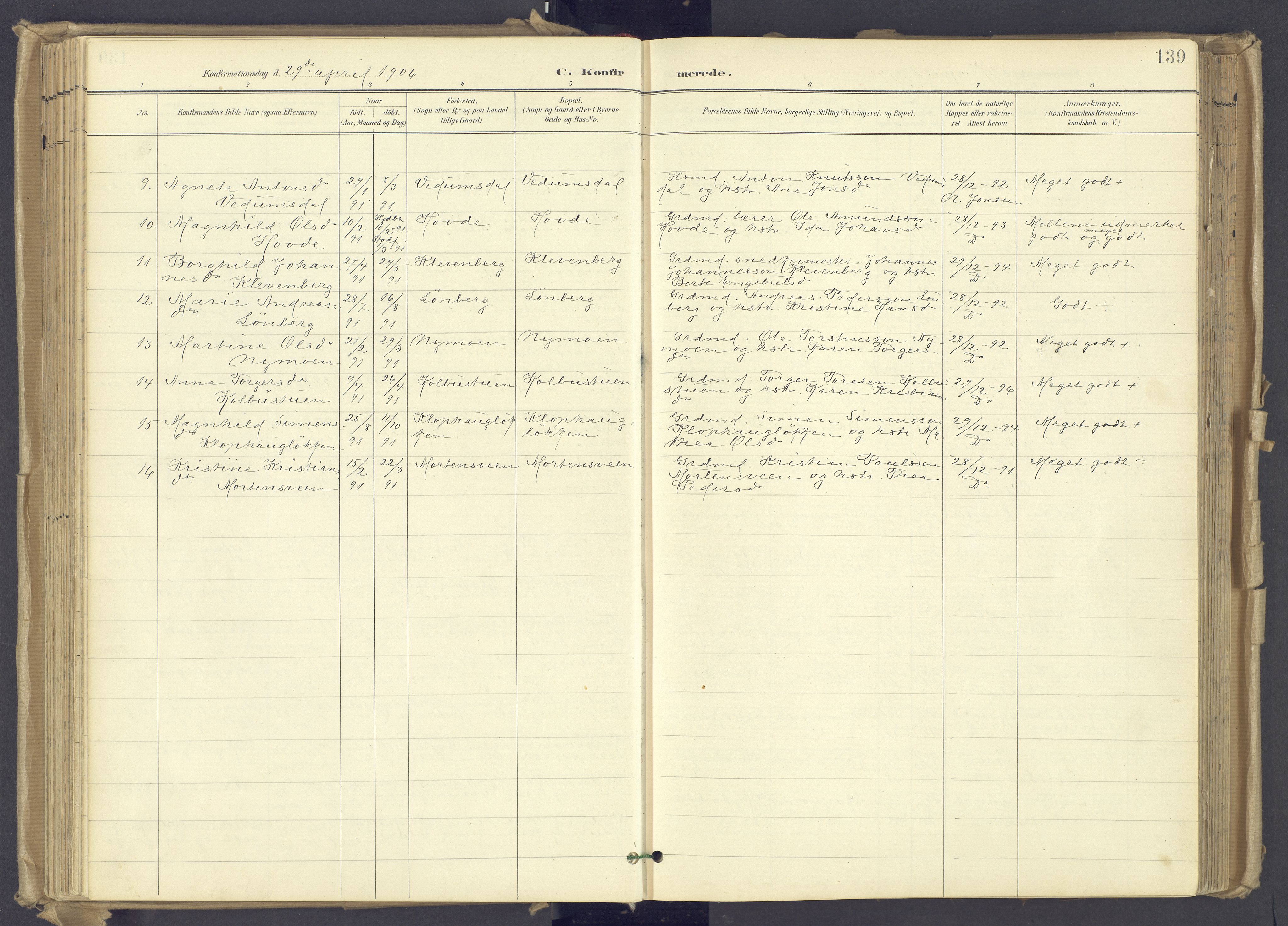 Øyer prestekontor, AV/SAH-PREST-084/H/Ha/Haa/L0012: Ministerialbok nr. 12, 1897-1920, s. 139