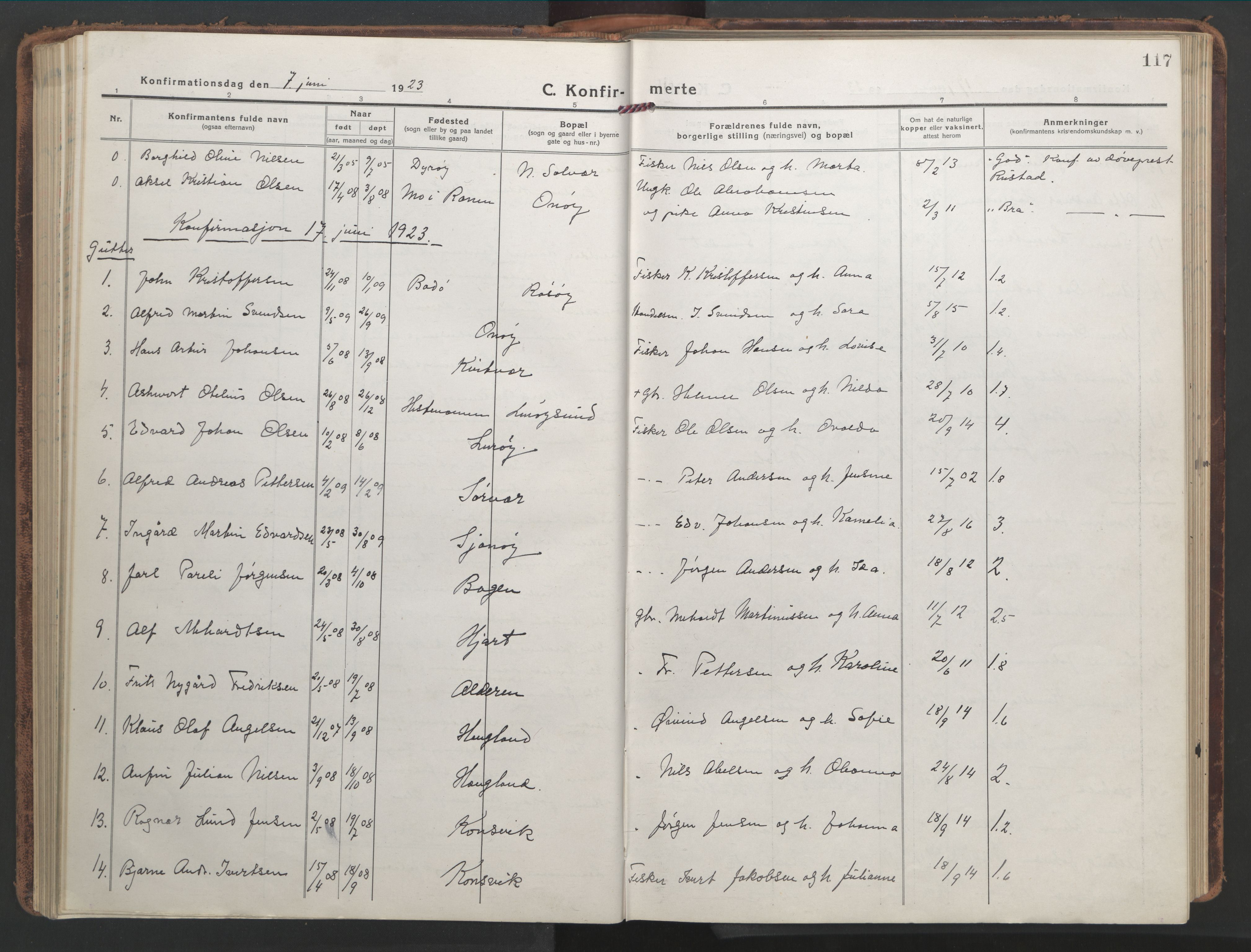 Ministerialprotokoller, klokkerbøker og fødselsregistre - Nordland, SAT/A-1459/839/L0574: Klokkerbok nr. 839C04, 1918-1950, s. 117