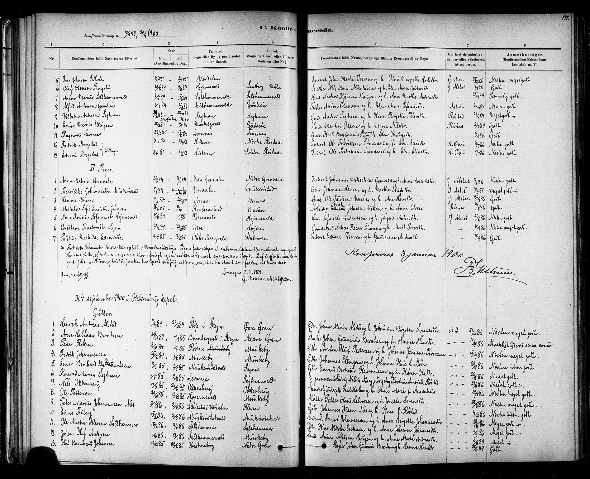 Ministerialprotokoller, klokkerbøker og fødselsregistre - Nord-Trøndelag, SAT/A-1458/721/L0208: Klokkerbok nr. 721C01, 1880-1917, s. 137