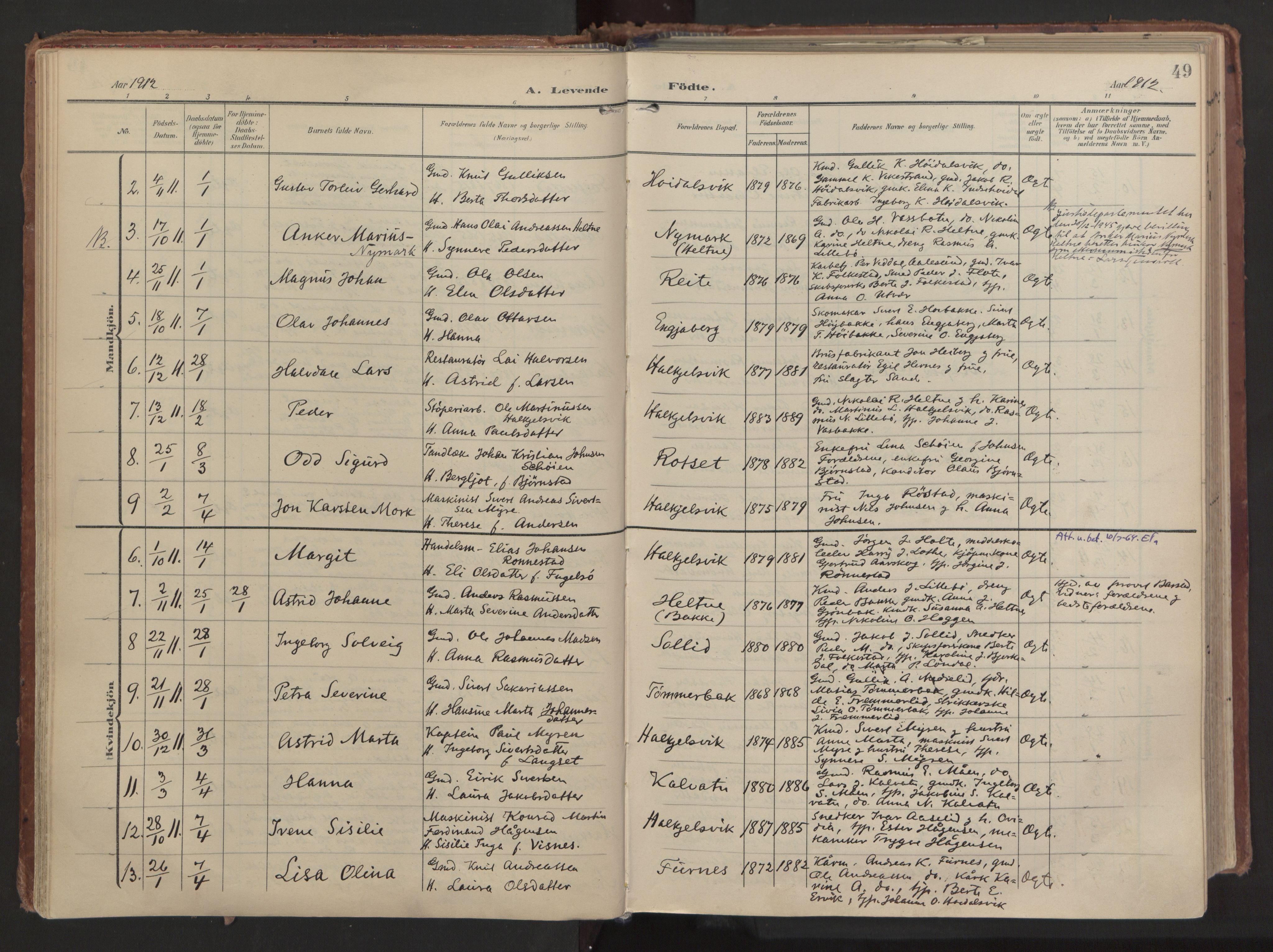 Ministerialprotokoller, klokkerbøker og fødselsregistre - Møre og Romsdal, AV/SAT-A-1454/511/L0144: Ministerialbok nr. 511A11, 1906-1923, s. 49