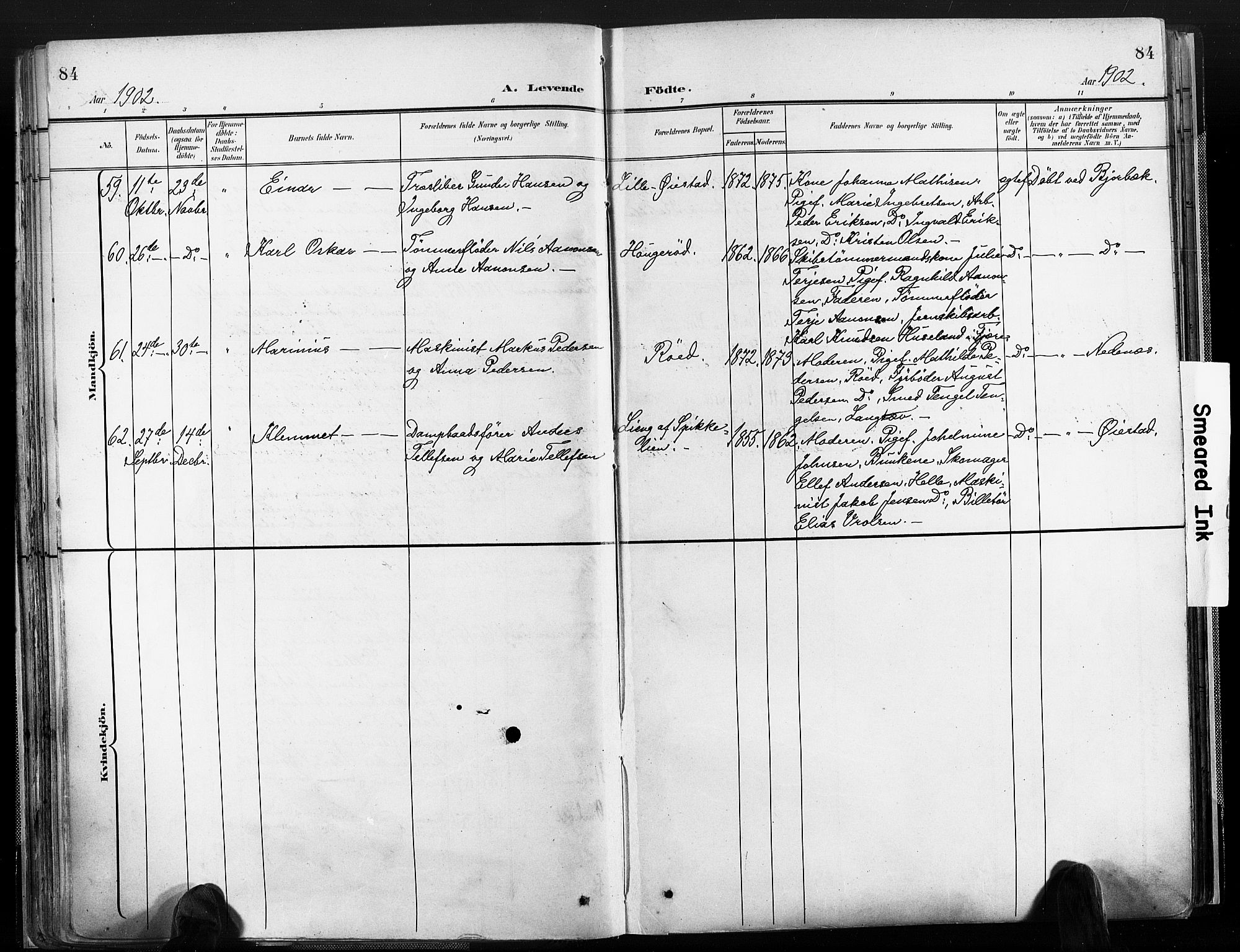 Øyestad sokneprestkontor, AV/SAK-1111-0049/F/Fa/L0018: Ministerialbok nr. A 18, 1897-1907, s. 84