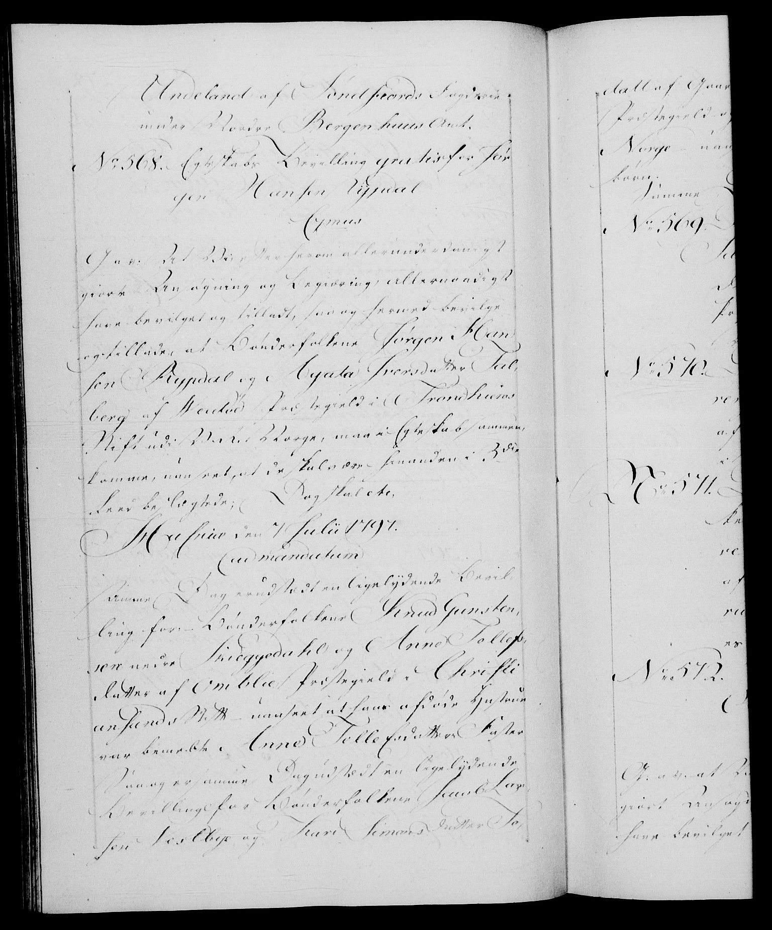 Danske Kanselli 1572-1799, RA/EA-3023/F/Fc/Fca/Fcaa/L0057: Norske registre, 1797, s. 279b