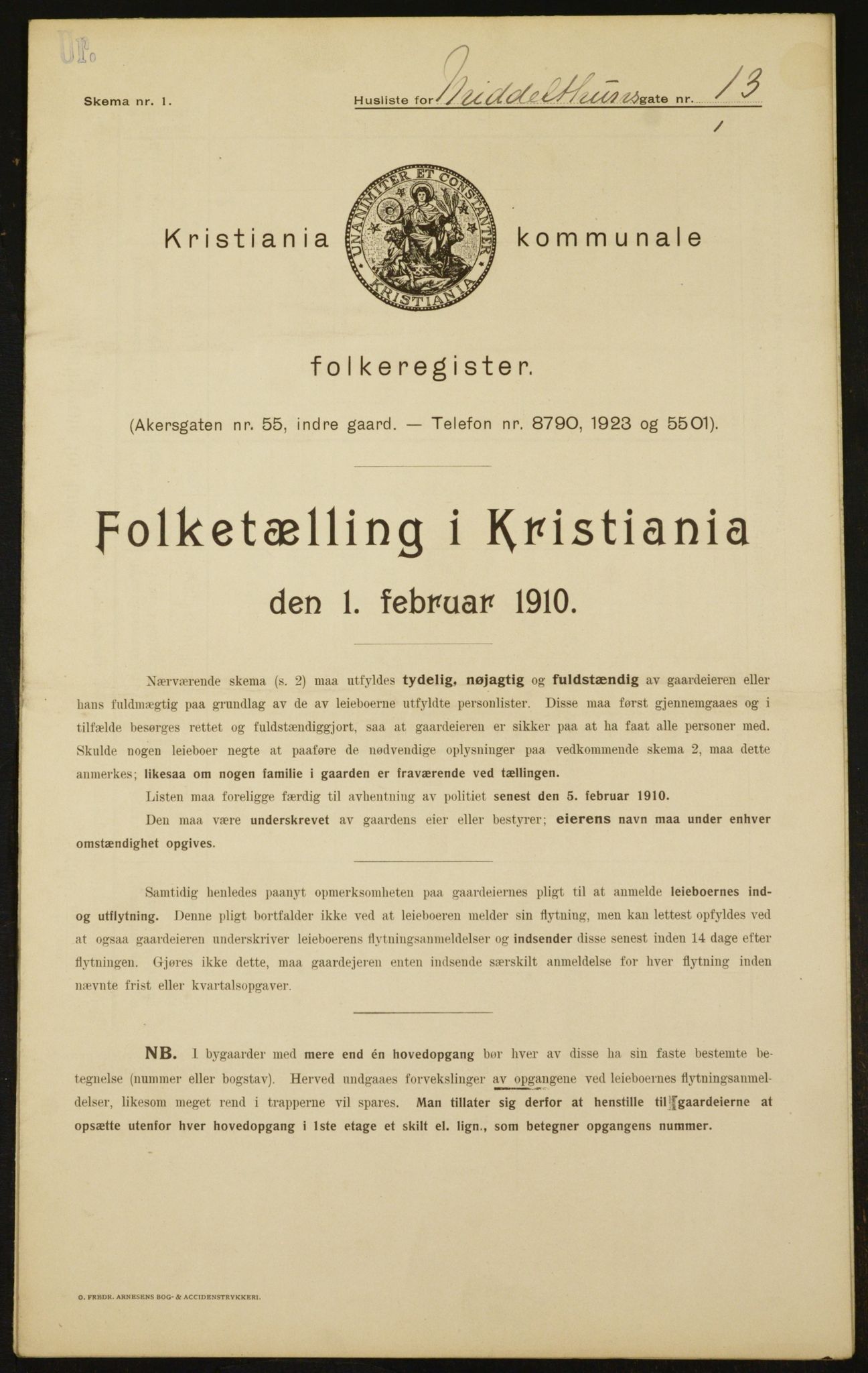 OBA, Kommunal folketelling 1.2.1910 for Kristiania, 1910, s. 63243