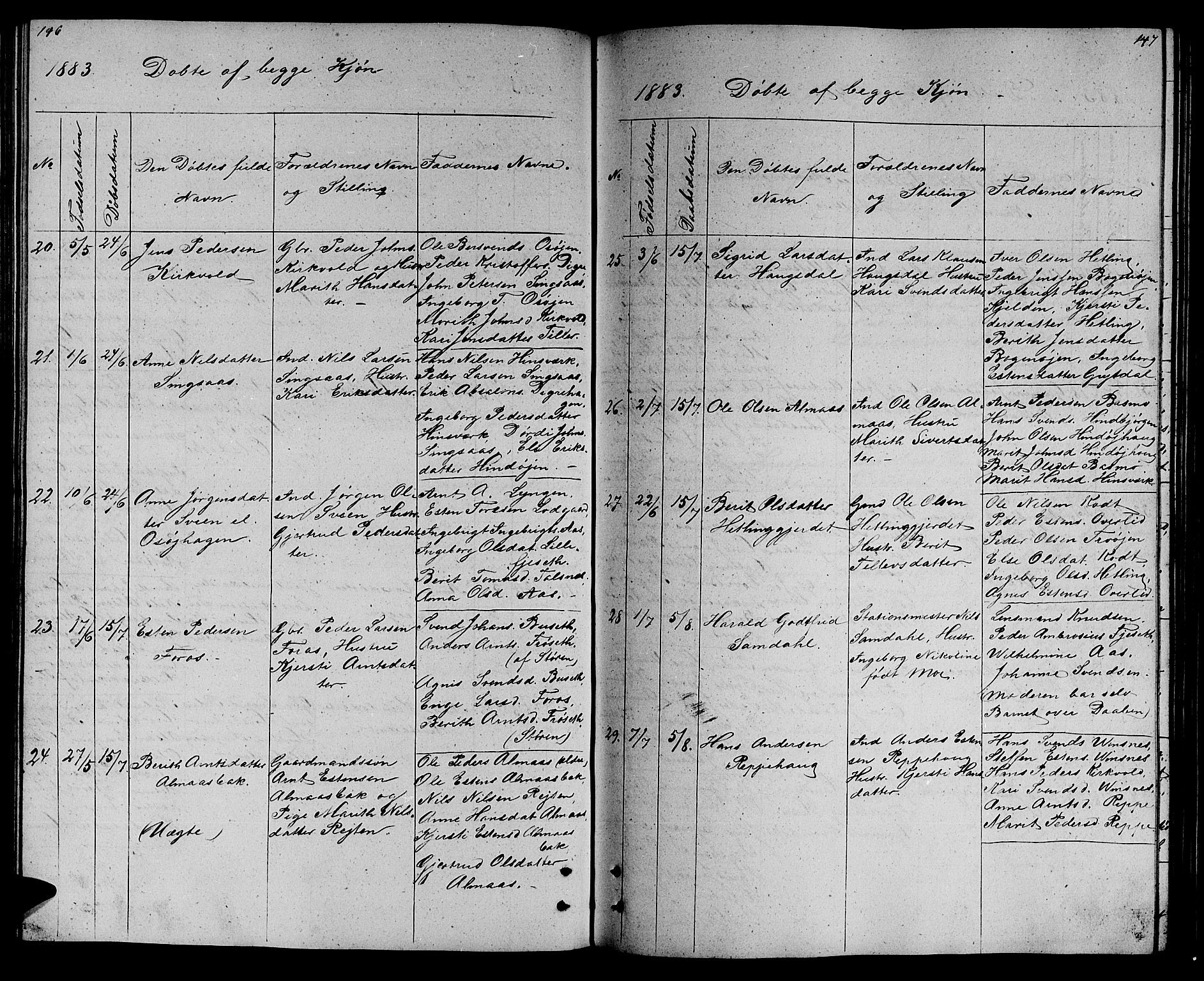Ministerialprotokoller, klokkerbøker og fødselsregistre - Sør-Trøndelag, SAT/A-1456/688/L1027: Klokkerbok nr. 688C02, 1861-1889, s. 146-147