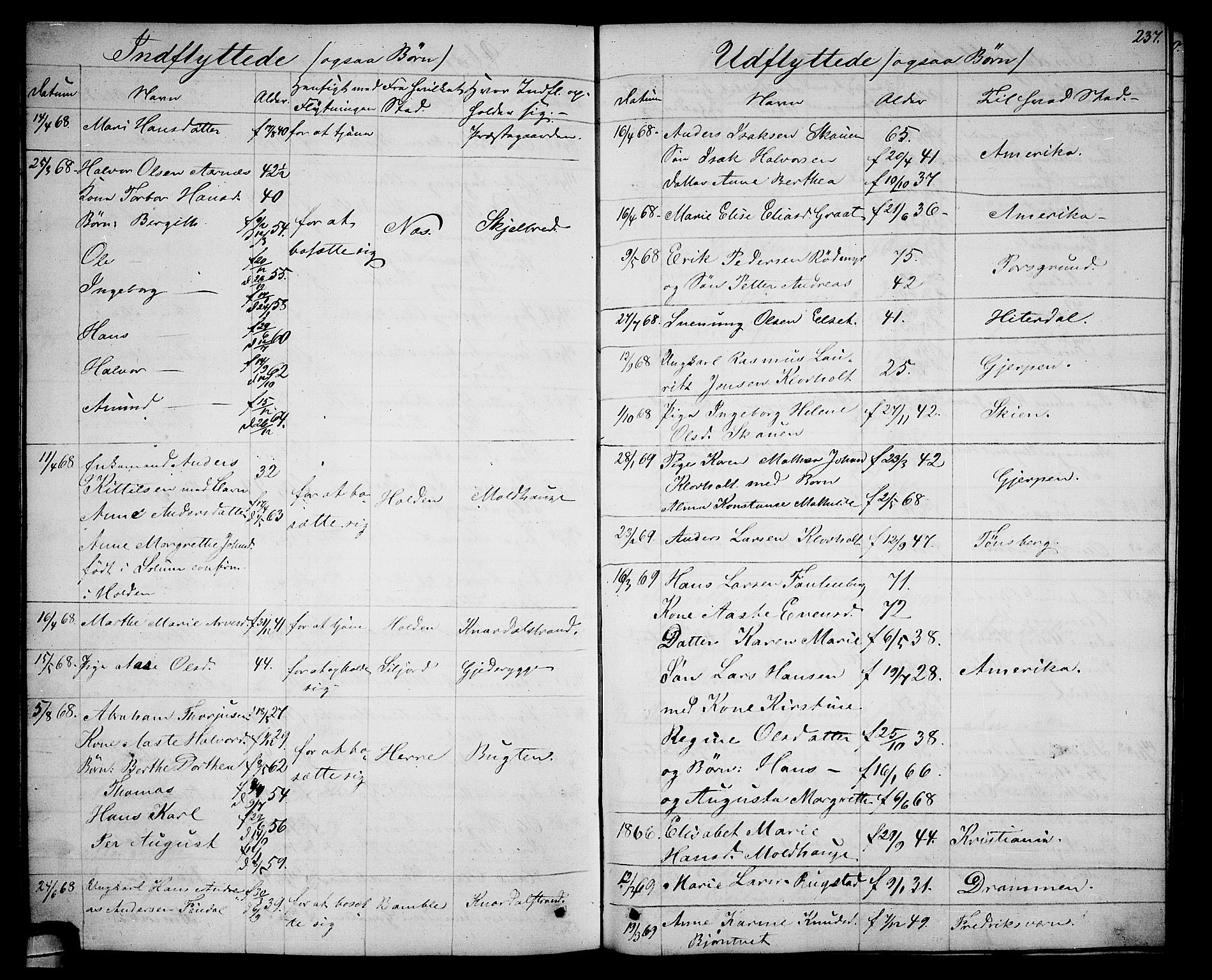 Solum kirkebøker, AV/SAKO-A-306/G/Ga/L0004: Klokkerbok nr. I 4, 1859-1876, s. 237