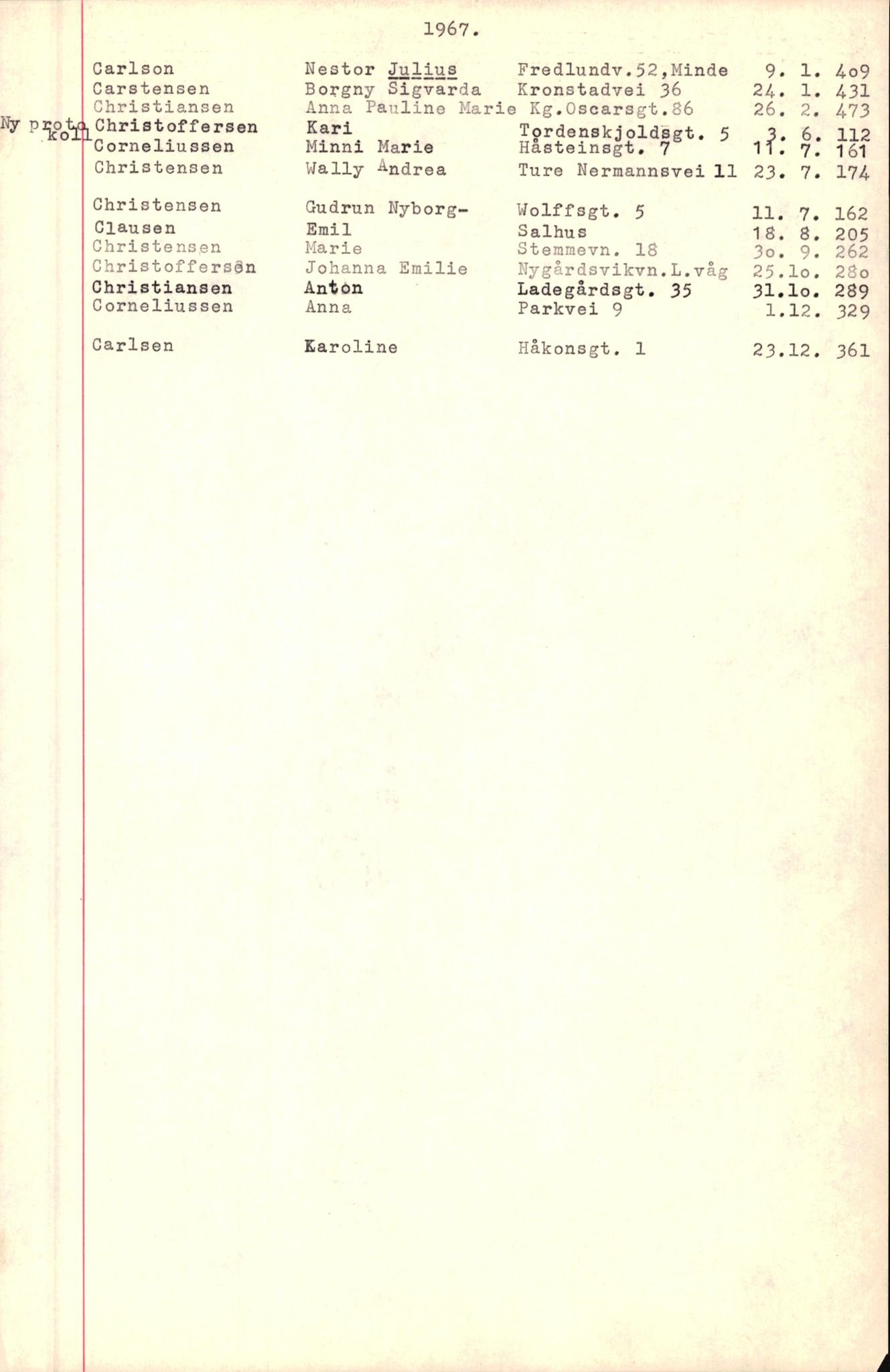 Byfogd og Byskriver i Bergen, SAB/A-3401/06/06Nb/L0008: Register til dødsfalljournaler, 1966-1969, s. 23