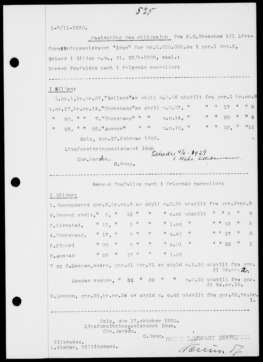 Gjerpen sorenskriveri, SAKO/A-216/G/Ga/Gaa/L0054: Pantebok nr. I 54-56, 1930-1931, s. 575, Tingl.dato: 07.11.1930