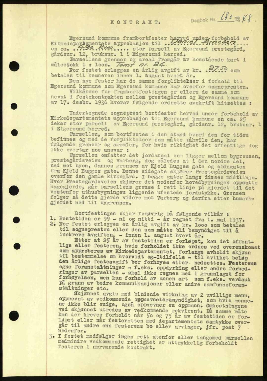 Dalane sorenskriveri, SAST/A-100309/02/G/Gb/L0051: Pantebok nr. A11, 1947-1948, Dagboknr: 180/1948