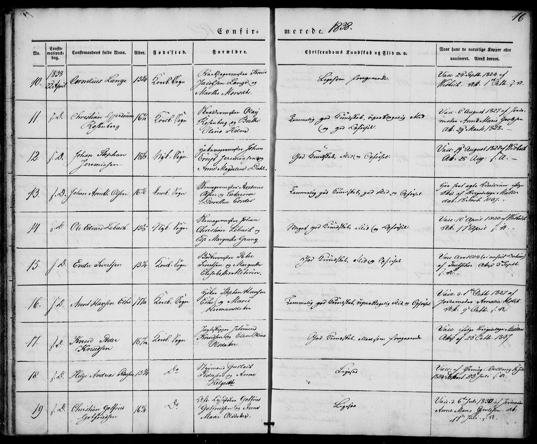 Korskirken sokneprestembete, SAB/A-76101/H/Haa/L0025: Ministerialbok nr. C 1, 1836-1842, s. 16