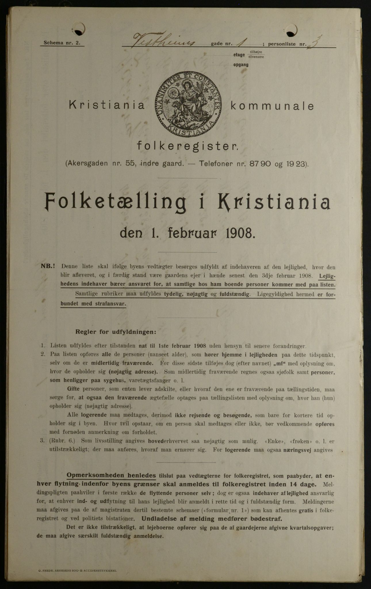 OBA, Kommunal folketelling 1.2.1908 for Kristiania kjøpstad, 1908, s. 109941