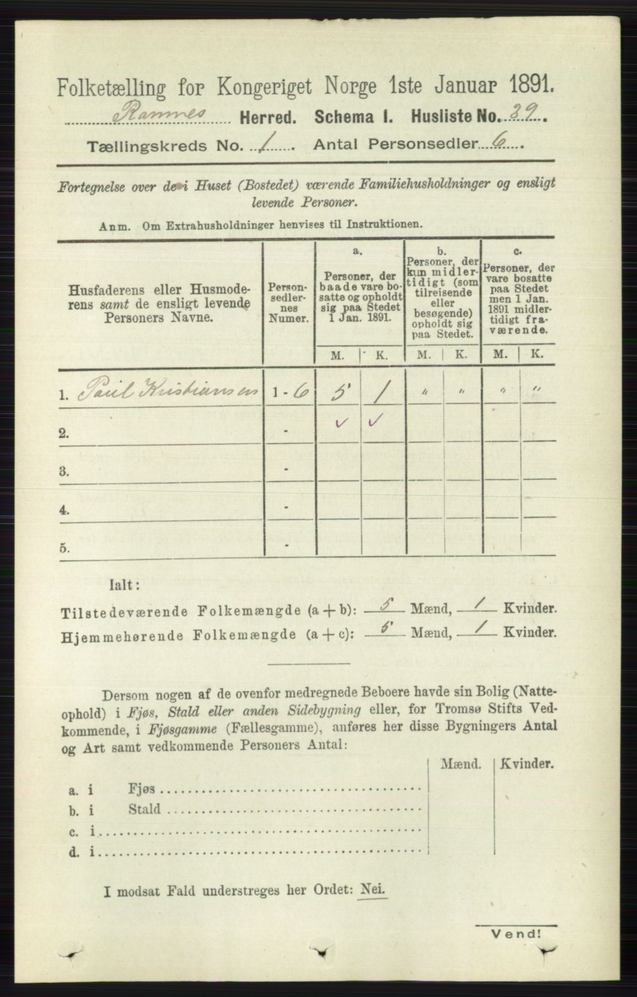 RA, Folketelling 1891 for 0718 Ramnes herred, 1891, s. 66