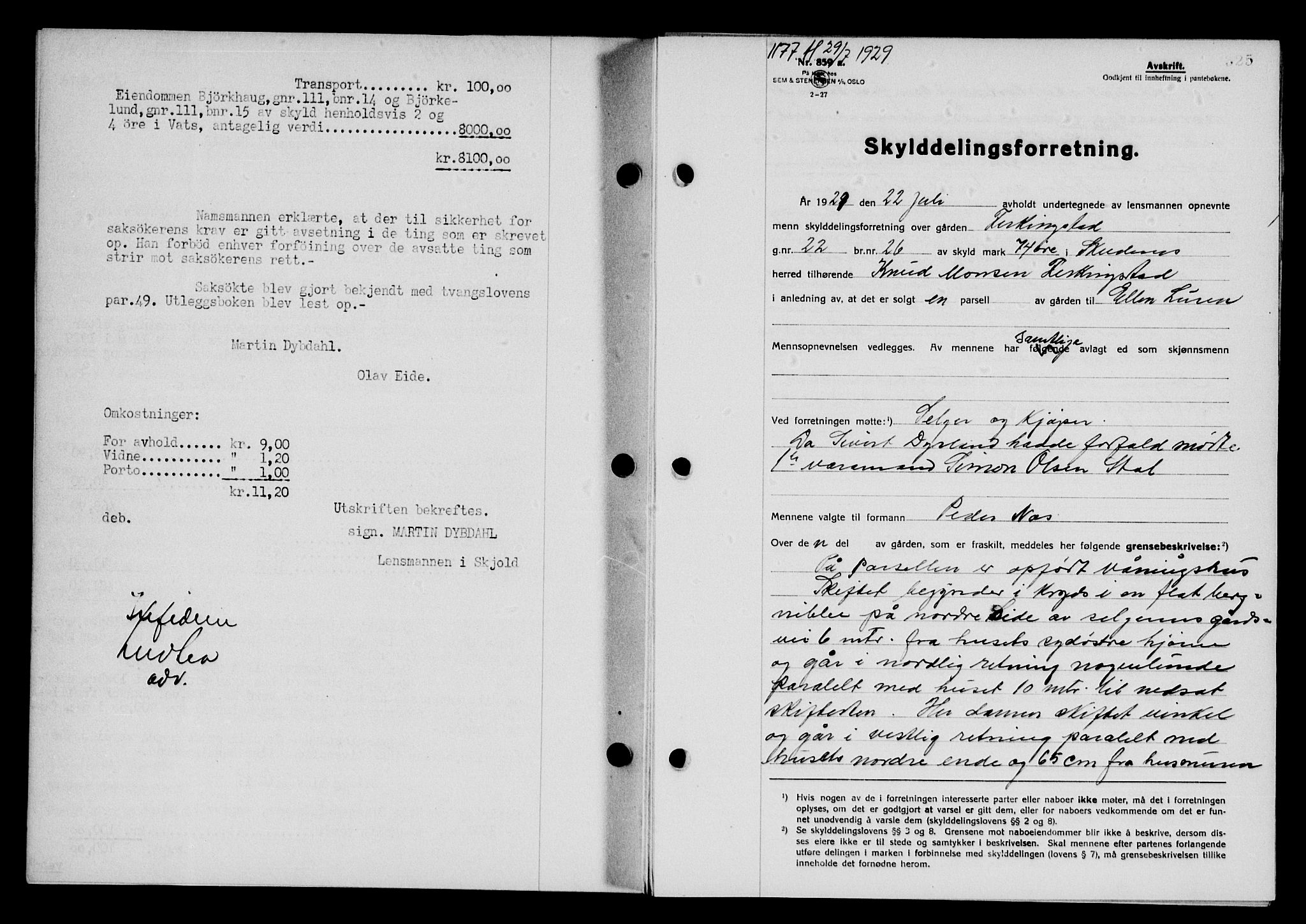 Karmsund sorenskriveri, SAST/A-100311/01/II/IIB/L0055: Pantebok nr. 36, 1929-1929, Tingl.dato: 29.07.1929
