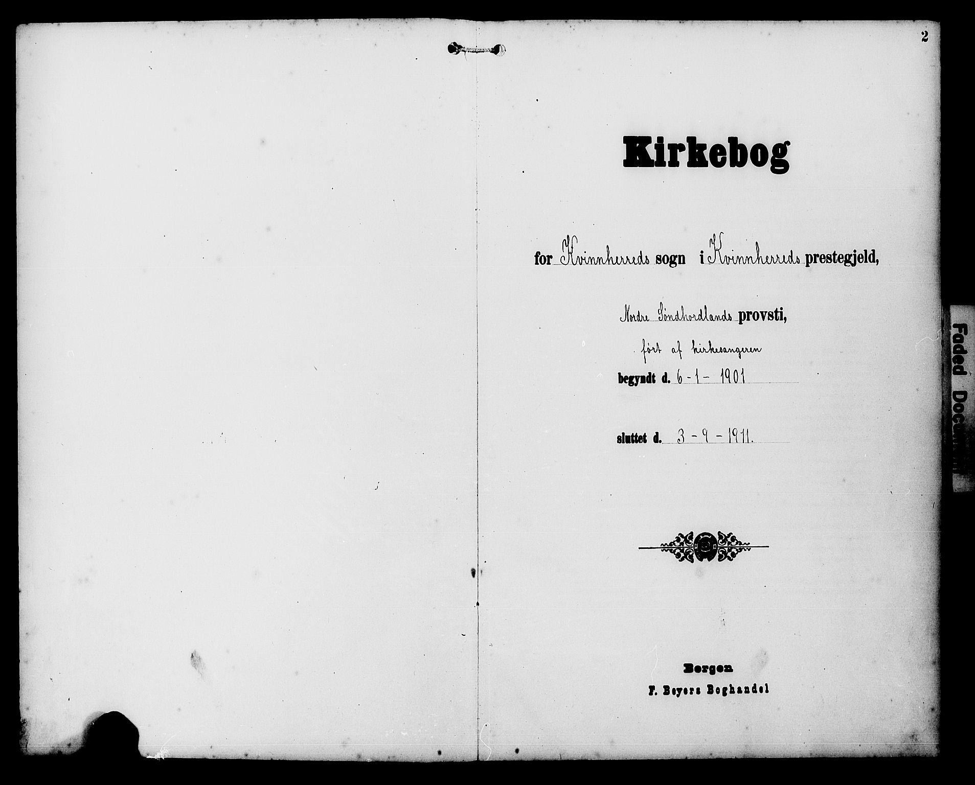 Kvinnherad sokneprestembete, SAB/A-76401/H/Hab: Klokkerbok nr. A 2A, 1901-1911, s. 2