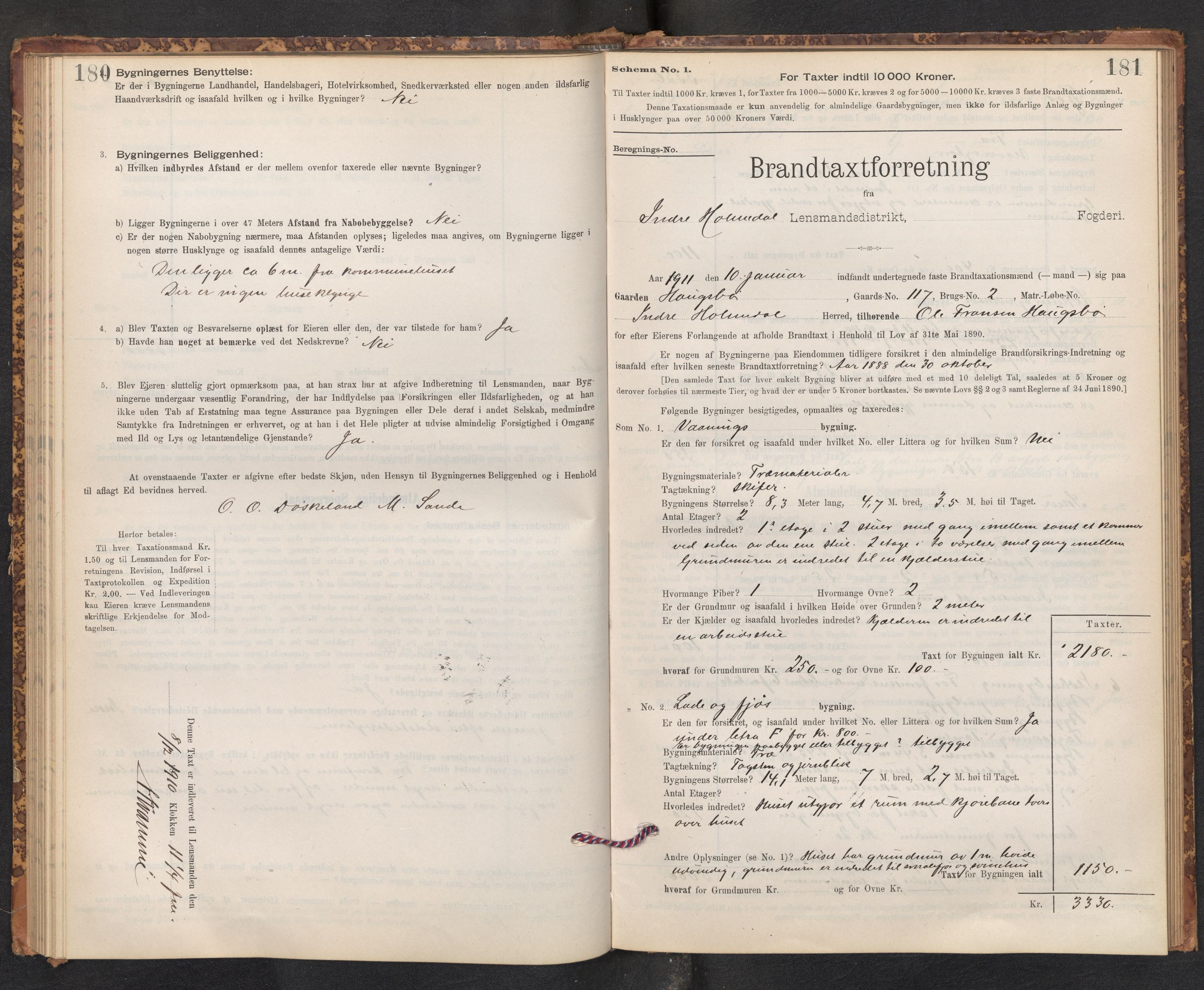 Lensmannen i Gaular, SAB/A-27601/0012/L0005: Branntakstprotokoll, skjematakst, 1895-1917, s. 180-181
