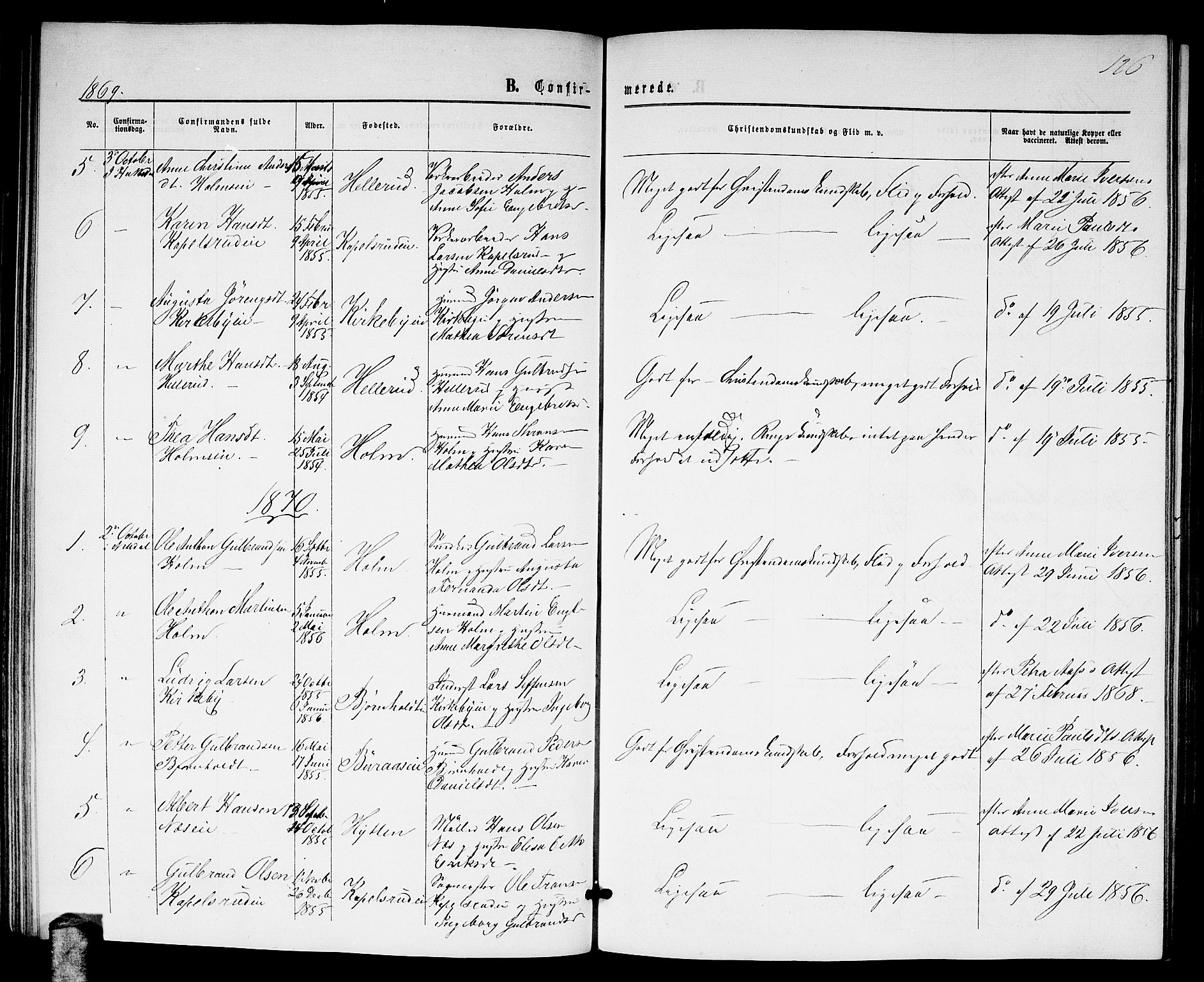 Nittedal prestekontor Kirkebøker, AV/SAO-A-10365a/G/Gb/L0001: Klokkerbok nr. II 1, 1859-1878, s. 126