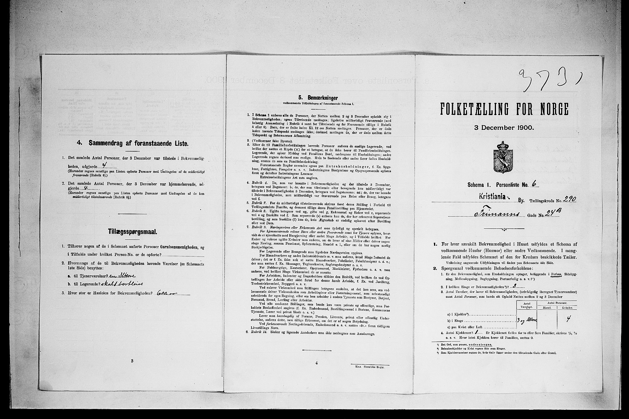 SAO, Folketelling 1900 for 0301 Kristiania kjøpstad, 1900, s. 25433