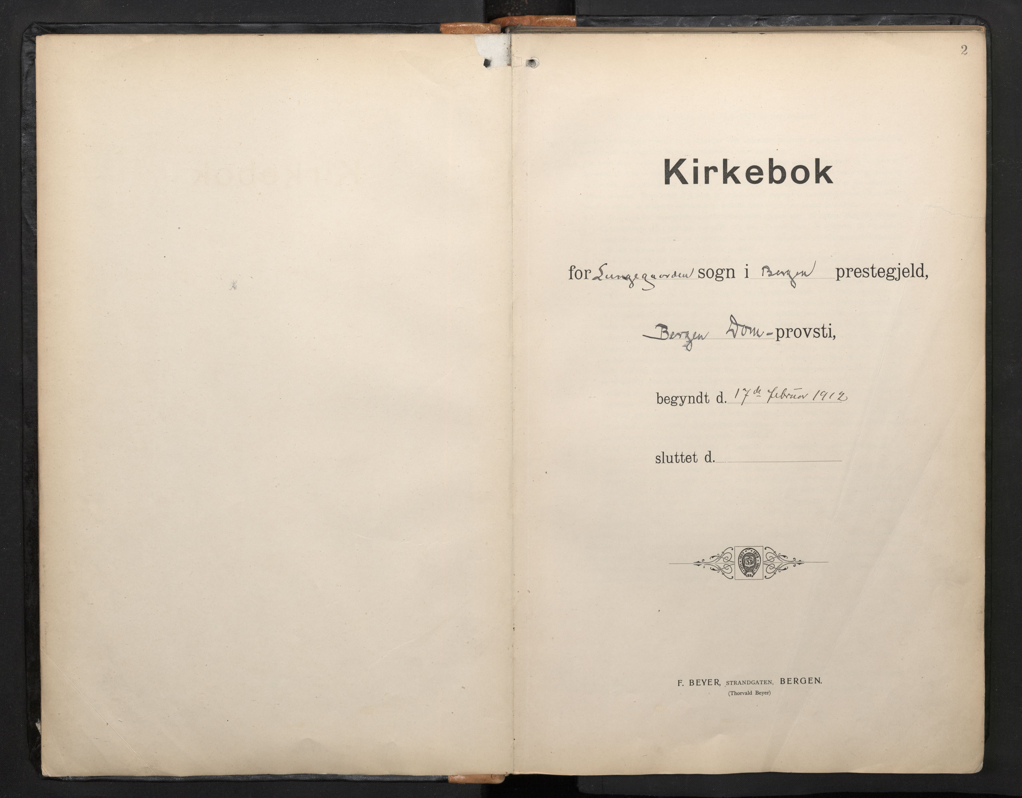 Arkivreferanse mangler*, SAB/-: Ministerialbok nr. A 1, 1912-1957, s. 1b-2a