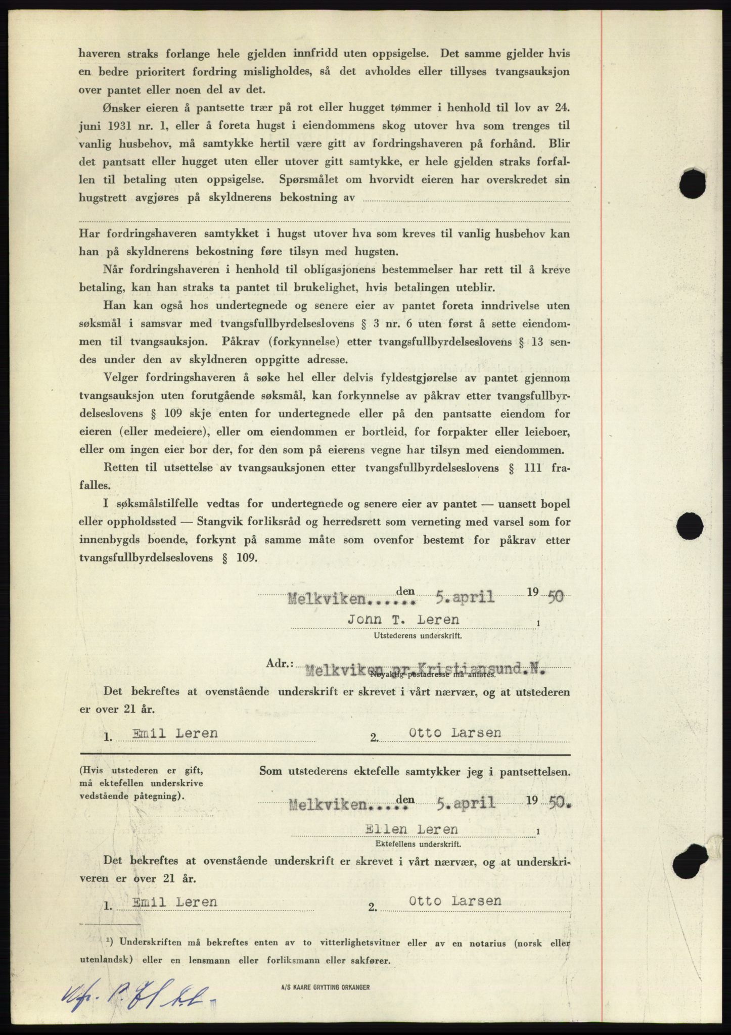 Nordmøre sorenskriveri, AV/SAT-A-4132/1/2/2Ca: Pantebok nr. B104, 1950-1950, Dagboknr: 1122/1950