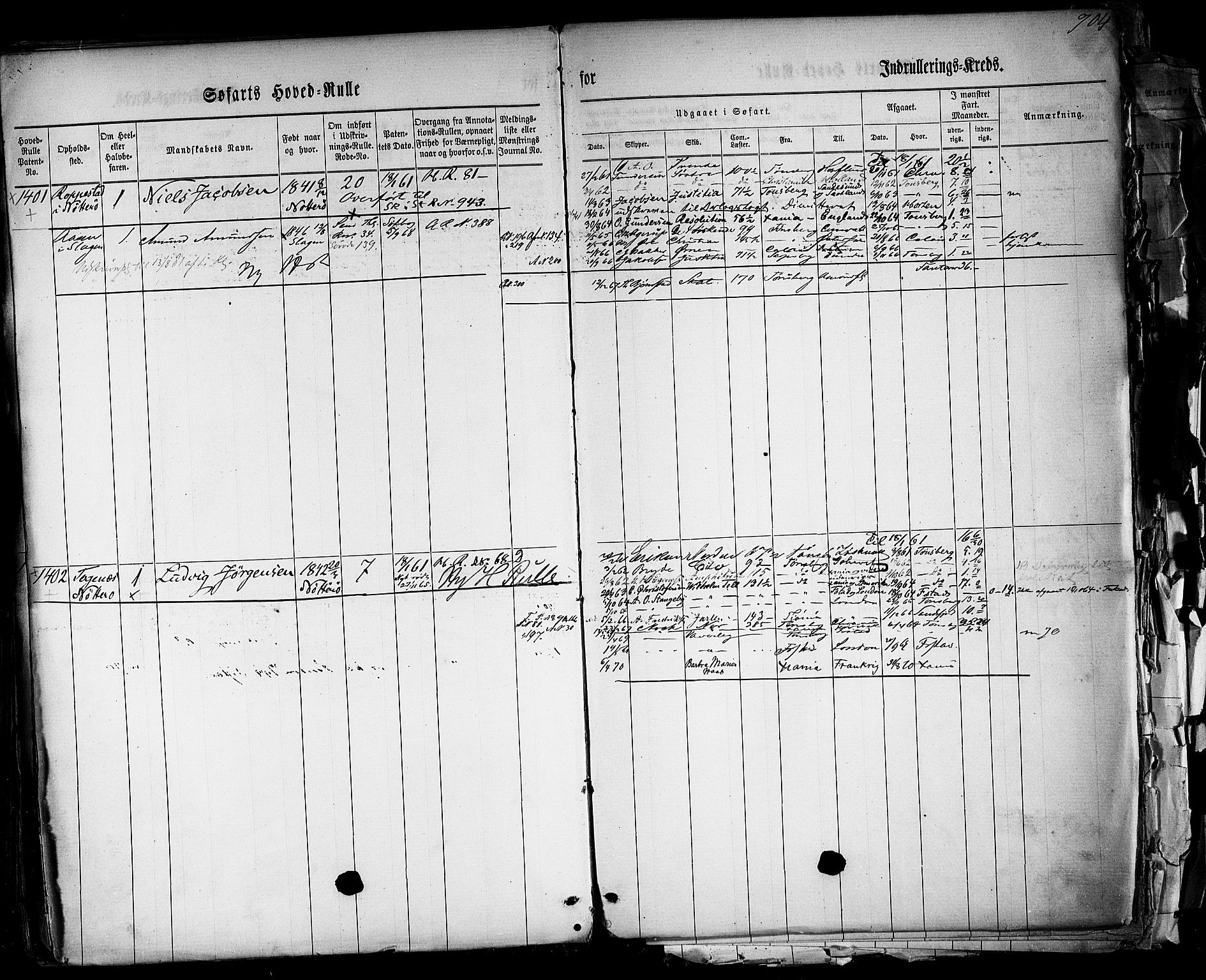 Tønsberg innrulleringskontor, AV/SAKO-A-786/F/Fc/Fca/L0001: Hovedrulle Patent nr. 1-1428, 1860-1861, s. 748