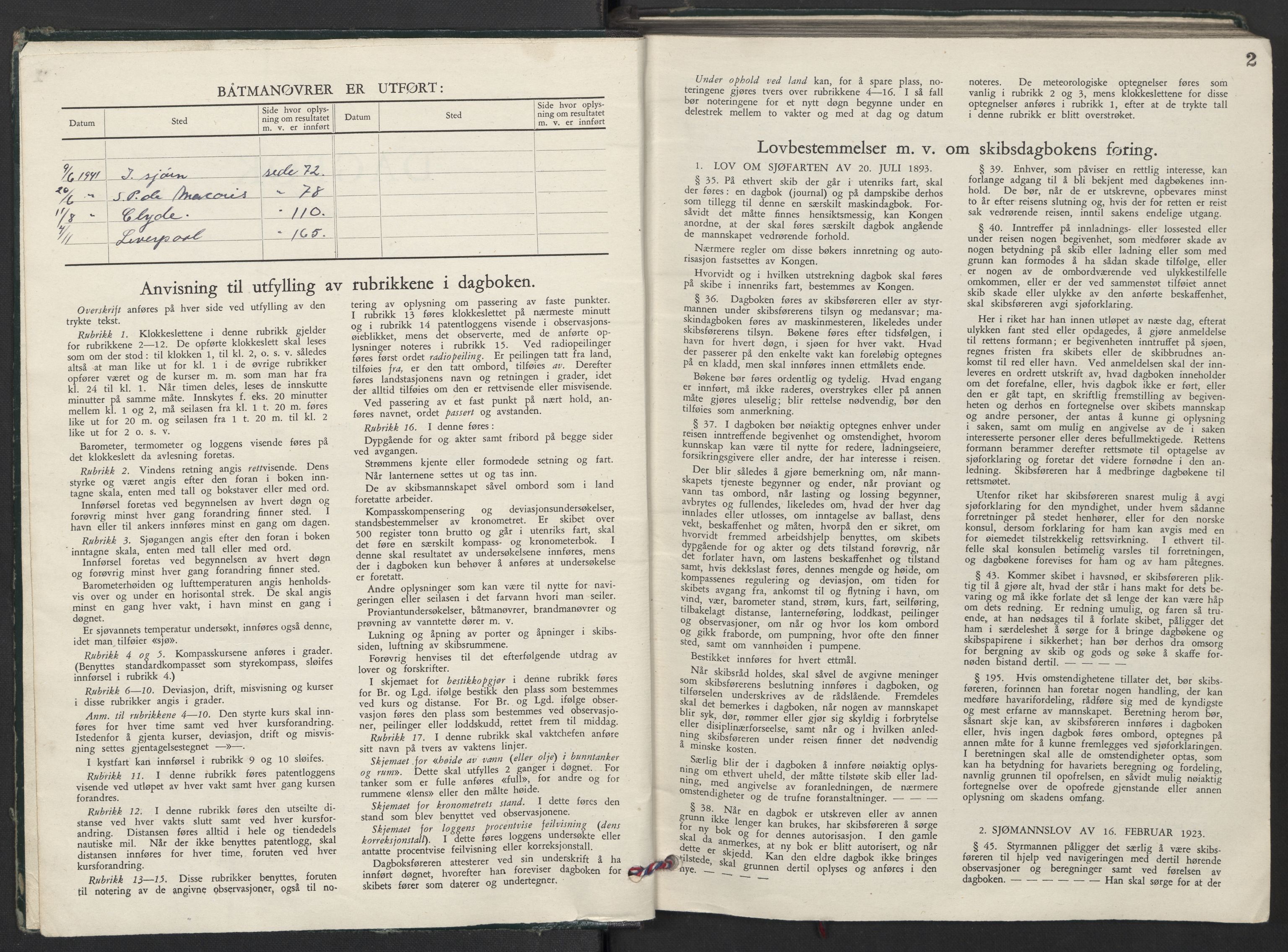 Nortraship, Skipsdagbøker, AV/RA-S-2168/F/L0884/0003: Boknr. 4159 - 4161 / Boknr. 4161 Dagrun, 1941