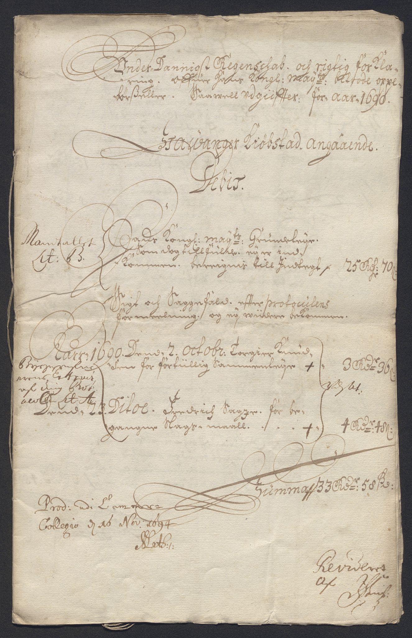 Rentekammeret inntil 1814, Reviderte regnskaper, Byregnskaper, RA/EA-4066/R/Ro/L0316: [O14] Sikt og sakefall, 1662-1693, s. 368