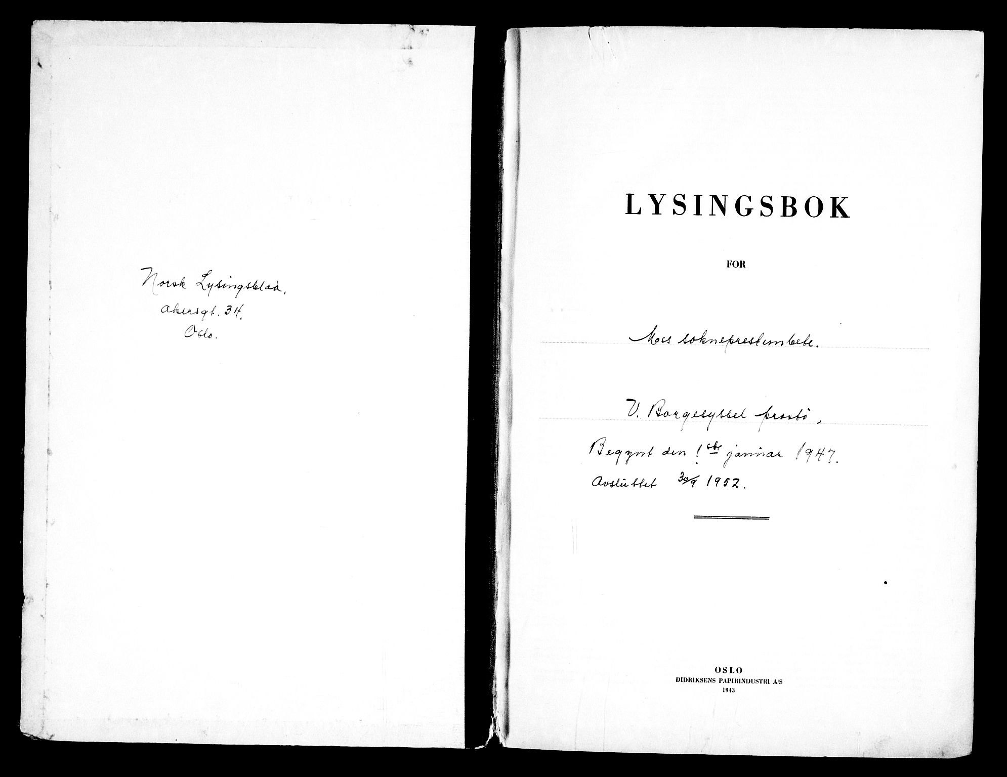 Moss prestekontor Kirkebøker, SAO/A-2003/H/Ha/L0005: Lysningsprotokoll nr. 5, 1947-1952