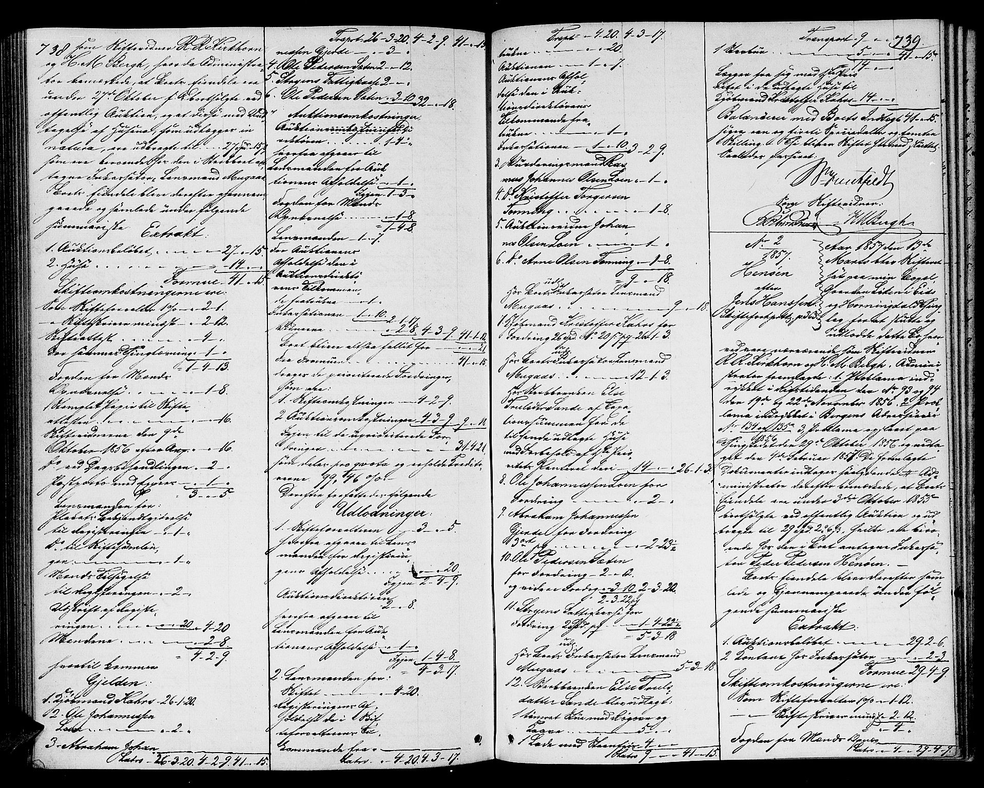 Nordfjord sorenskriveri, AV/SAB-A-2801/1/04/04d/L0001: Skifteutlodningsprotokoll, 1851-1857, s. 738-739
