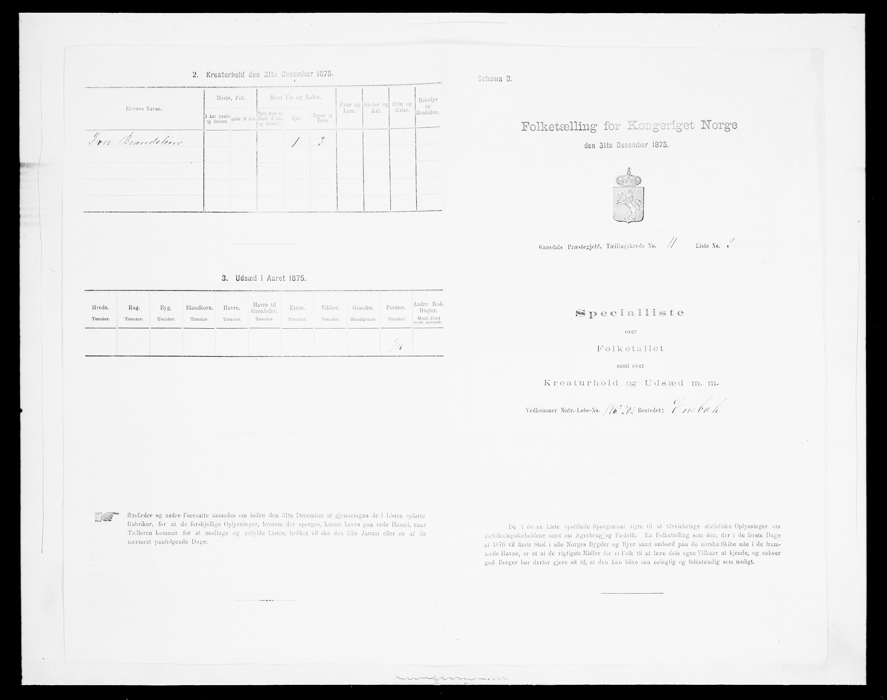 SAH, Folketelling 1875 for 0522P Gausdal prestegjeld, 1875, s. 1770