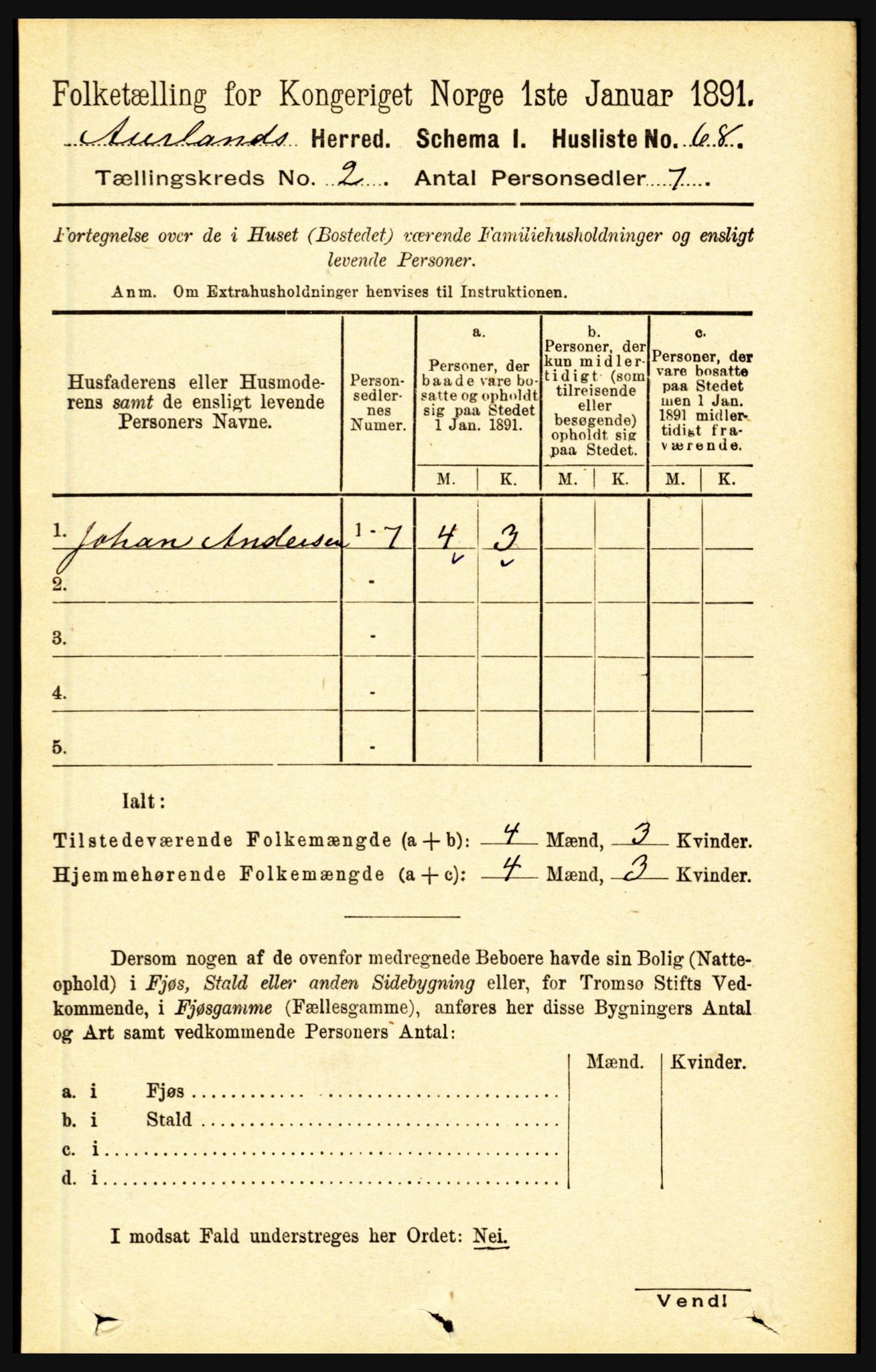 RA, Folketelling 1891 for 1421 Aurland herred, 1891, s. 482