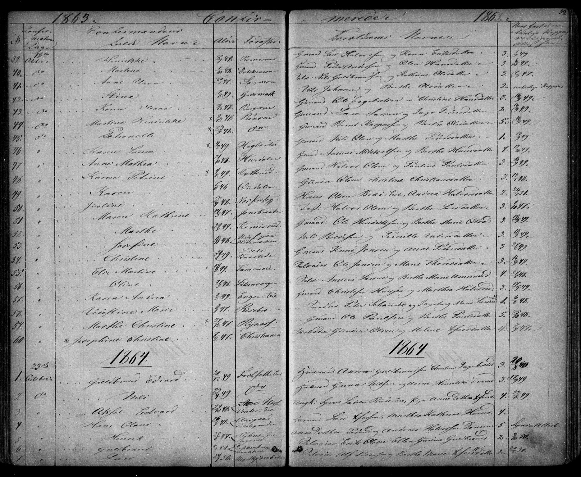 Eidsvoll prestekontor Kirkebøker, SAO/A-10888/G/Ga/L0001: Klokkerbok nr. I 1, 1861-1866, s. 92
