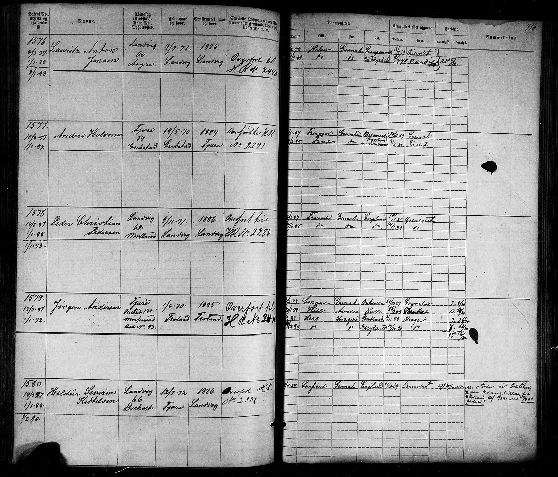 Grimstad mønstringskrets, AV/SAK-2031-0013/F/Fa/L0005: Annotasjonsrulle nr 1-1910 med register, V-18, 1870-1892, s. 354