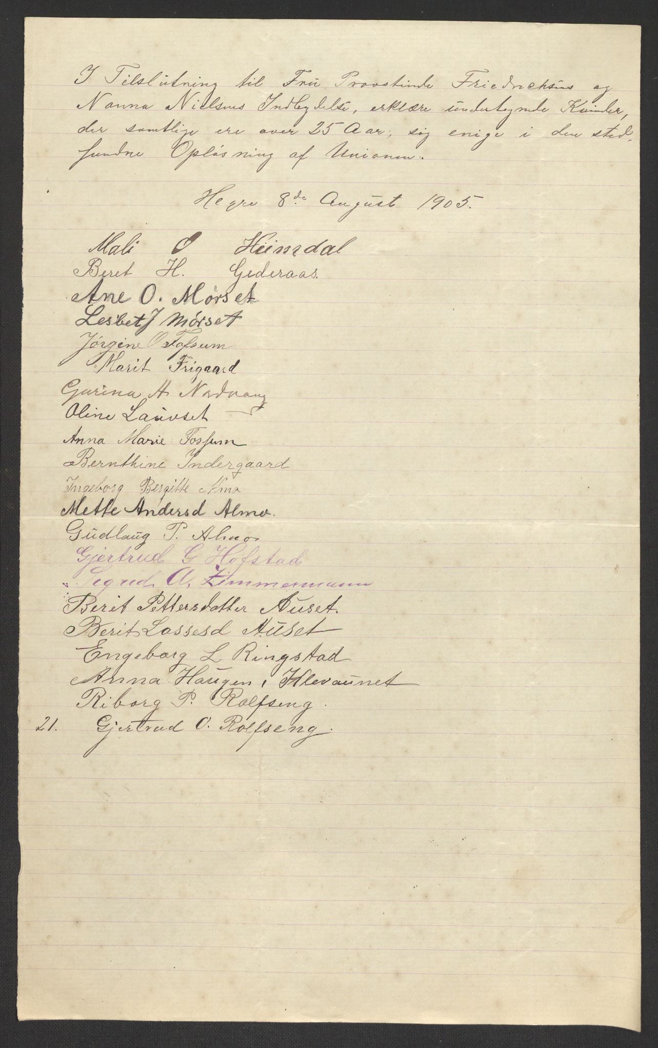 Justisdepartementet, 2. sivilkontor C, AV/RA-S-1040/F/L0125B/0002: Folkeavstemmingen august 1905 / Kvinnenes stemmelister, 1905, s. 69