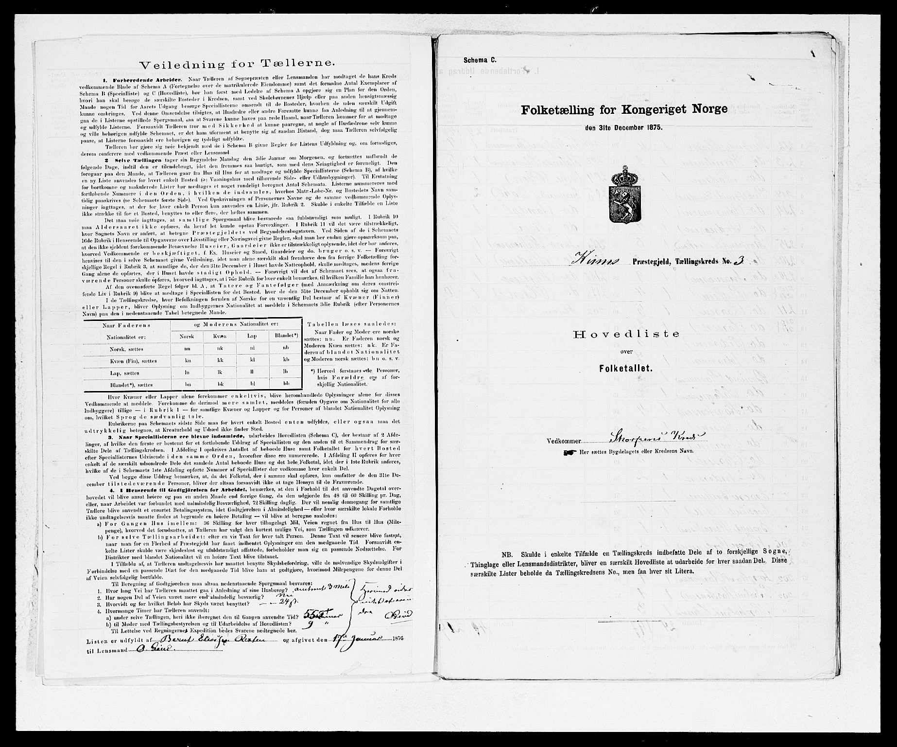 SAB, Folketelling 1875 for 1437L Kinn prestegjeld, Kinn sokn og Svanøy sokn, 1875, s. 6