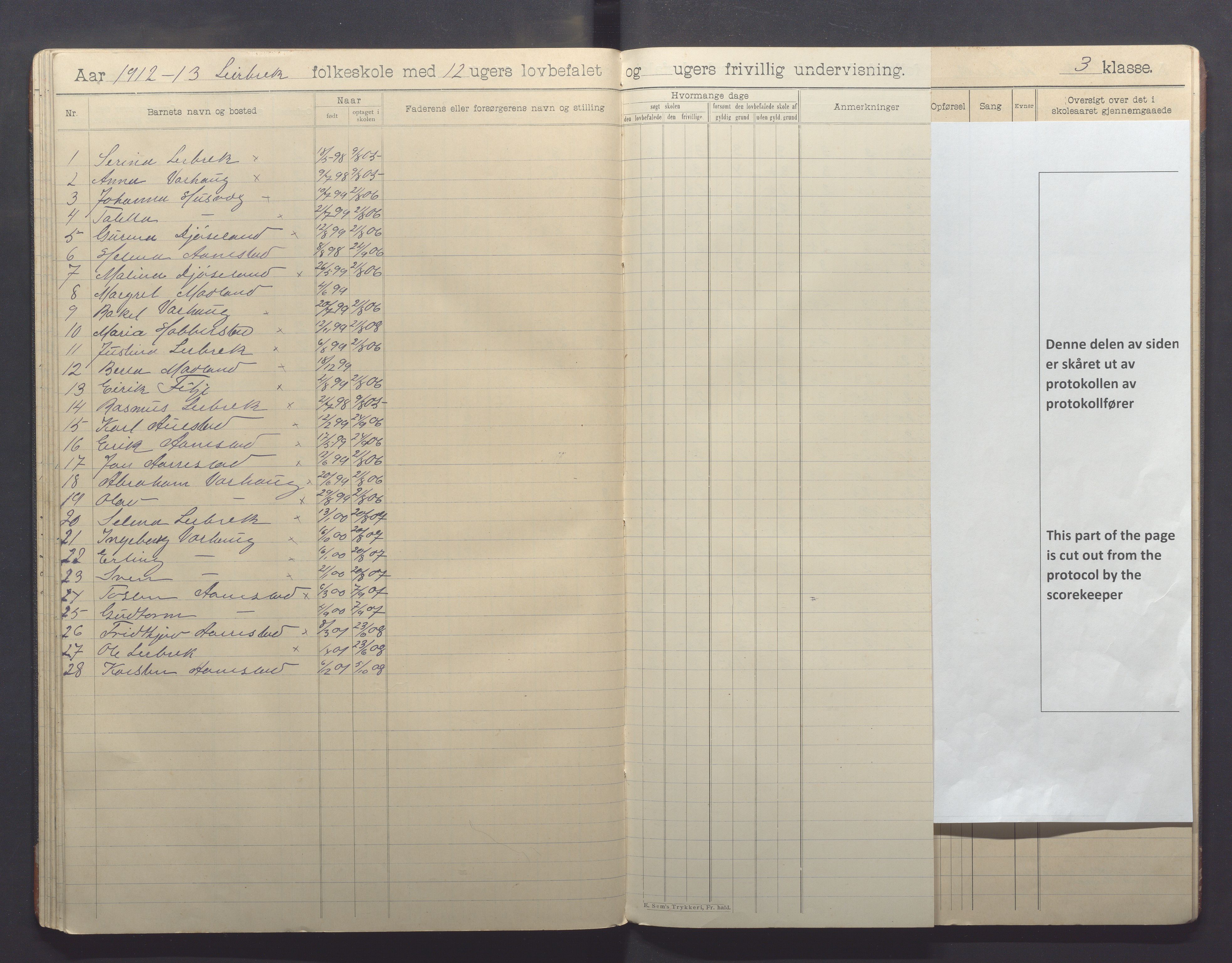 Varhaug kommune- Lerbrekk skule, IKAR/K-100961/H/L0003: Skuleprotokoll, 1902-1913, s. 45