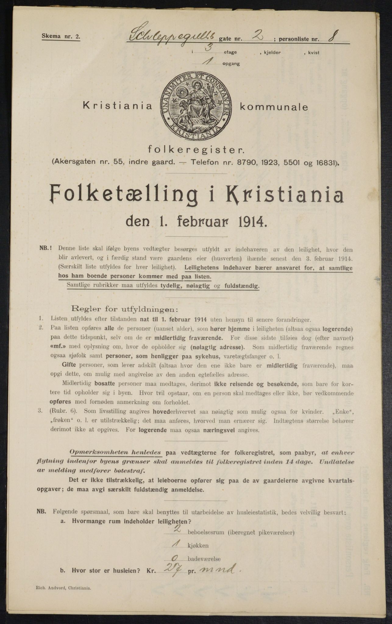 OBA, Kommunal folketelling 1.2.1914 for Kristiania, 1914, s. 89416