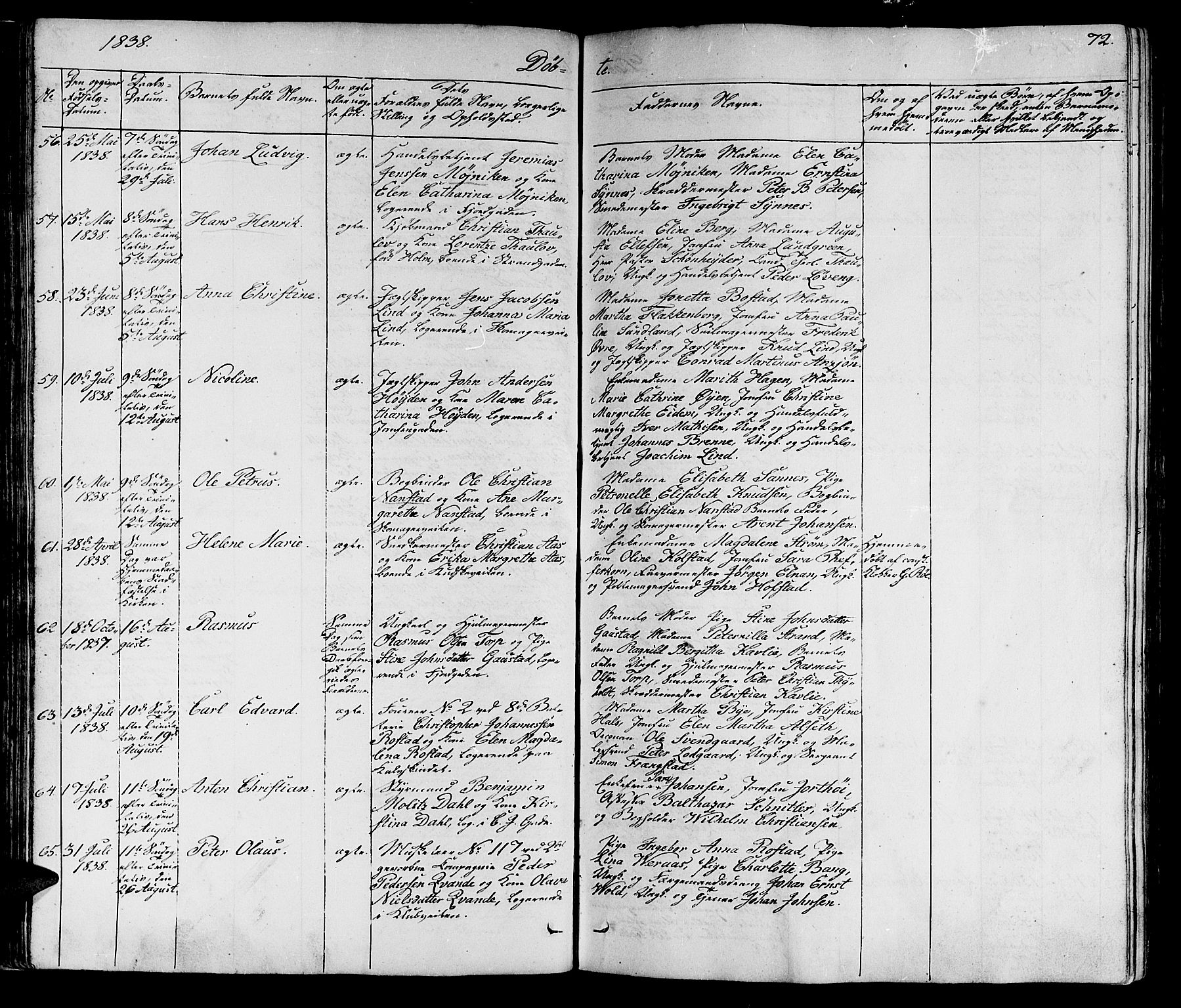 Ministerialprotokoller, klokkerbøker og fødselsregistre - Sør-Trøndelag, AV/SAT-A-1456/602/L0136: Klokkerbok nr. 602C04, 1833-1845, s. 72