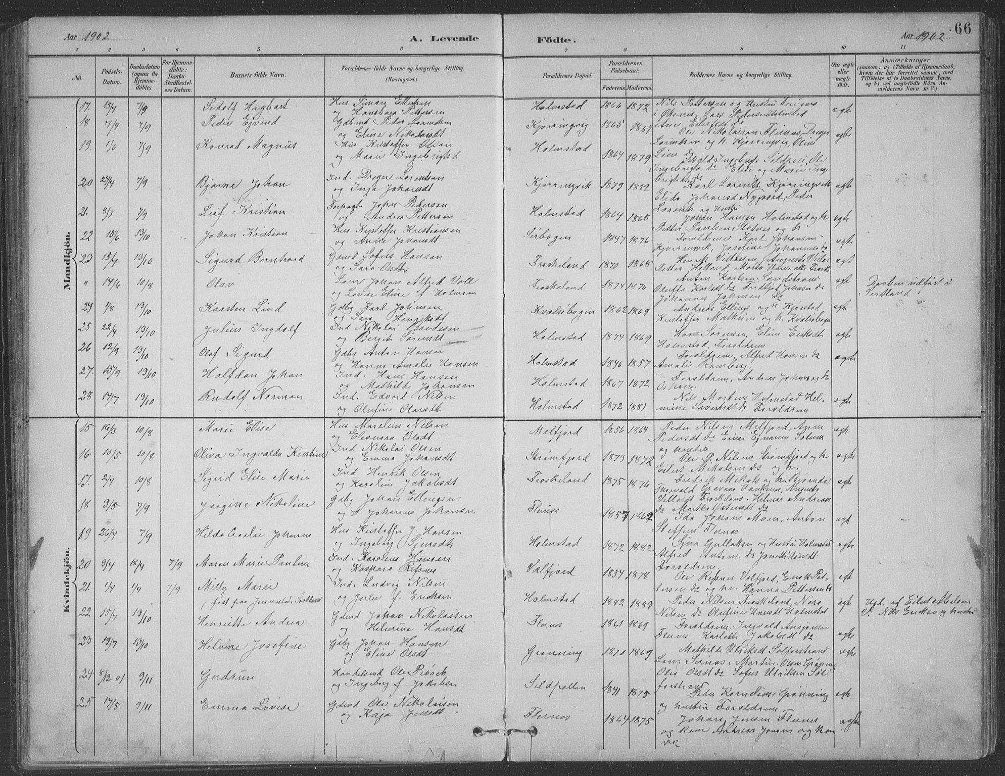 Ministerialprotokoller, klokkerbøker og fødselsregistre - Nordland, SAT/A-1459/890/L1290: Klokkerbok nr. 890C01, 1882-1911, s. 66