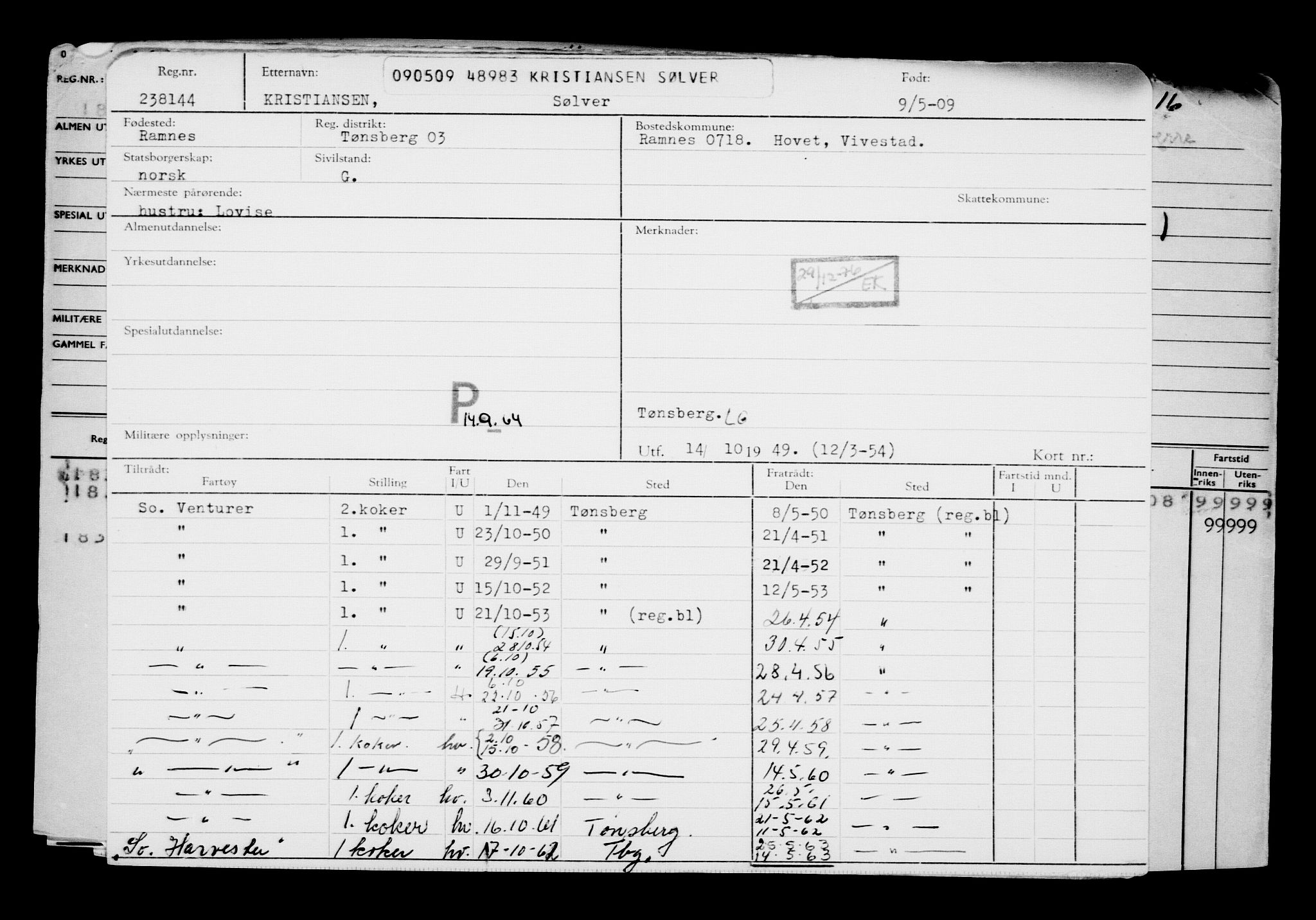 Direktoratet for sjømenn, RA/S-3545/G/Gb/L0083: Hovedkort, 1909, s. 108