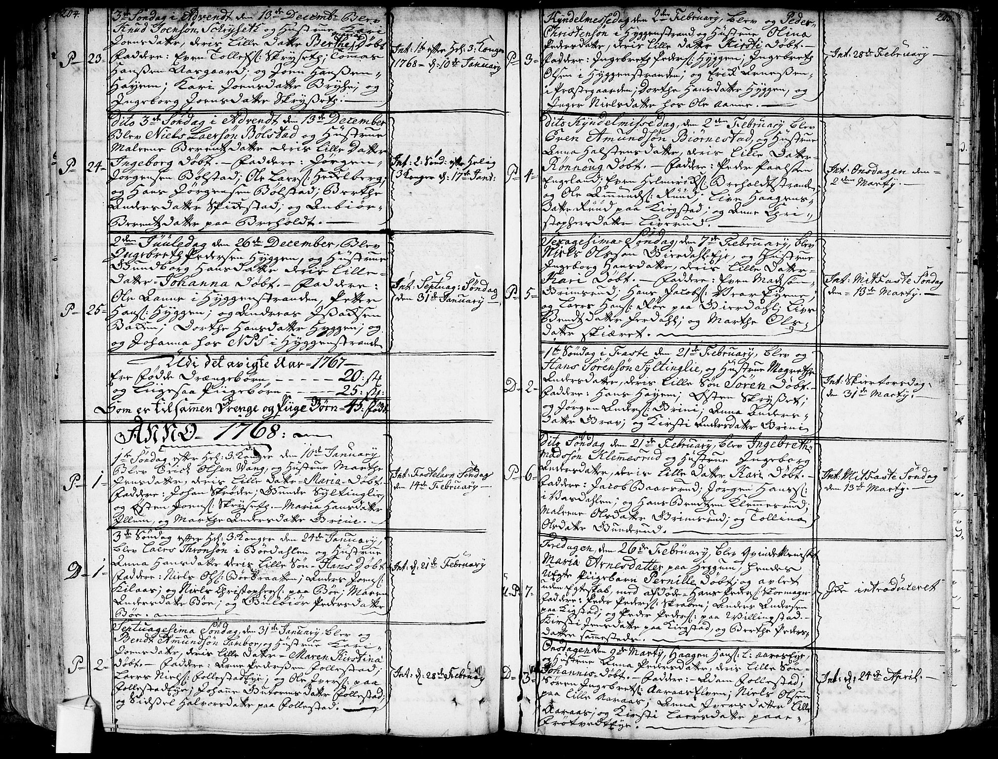 Røyken kirkebøker, AV/SAKO-A-241/G/Ga/L0001: Klokkerbok nr. 1, 1740-1768, s. 204-205
