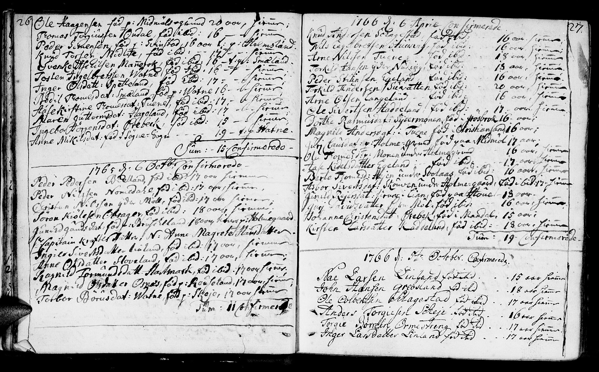 Holum sokneprestkontor, AV/SAK-1111-0022/F/Fa/Faa/L0002: Ministerialbok nr. A 2, 1756-1780, s. 26-27