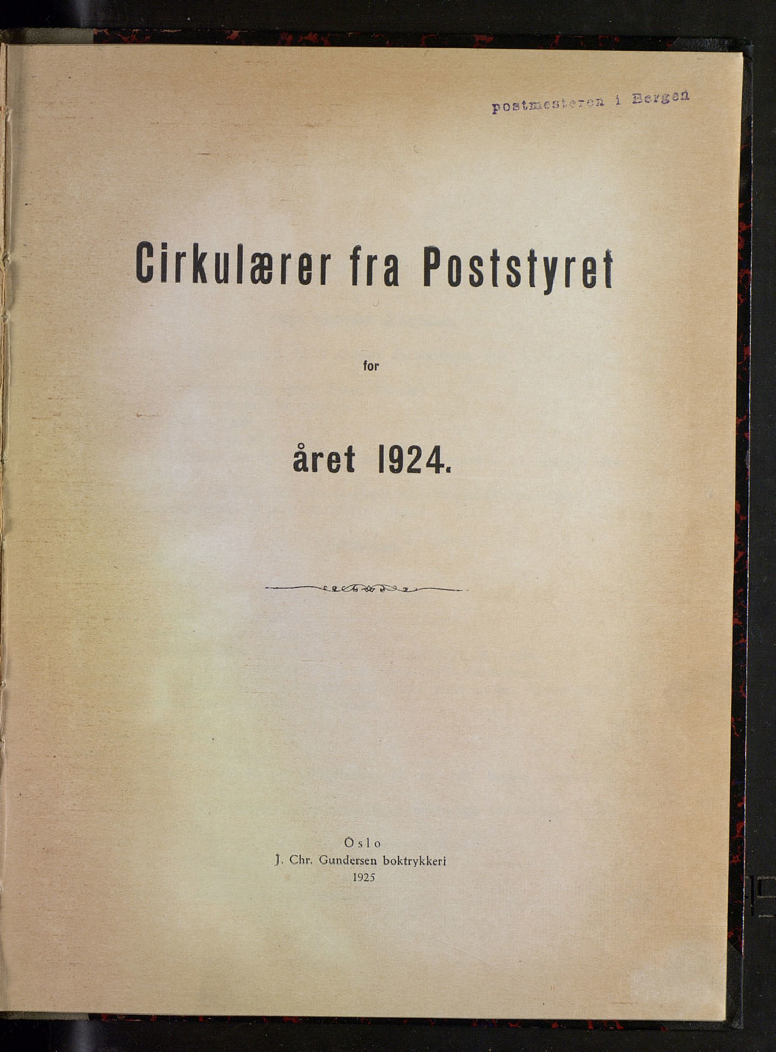 Norges Postmuseums bibliotek, NOPO/-/-/-: Sirkulærer fra Poststyret, 1924