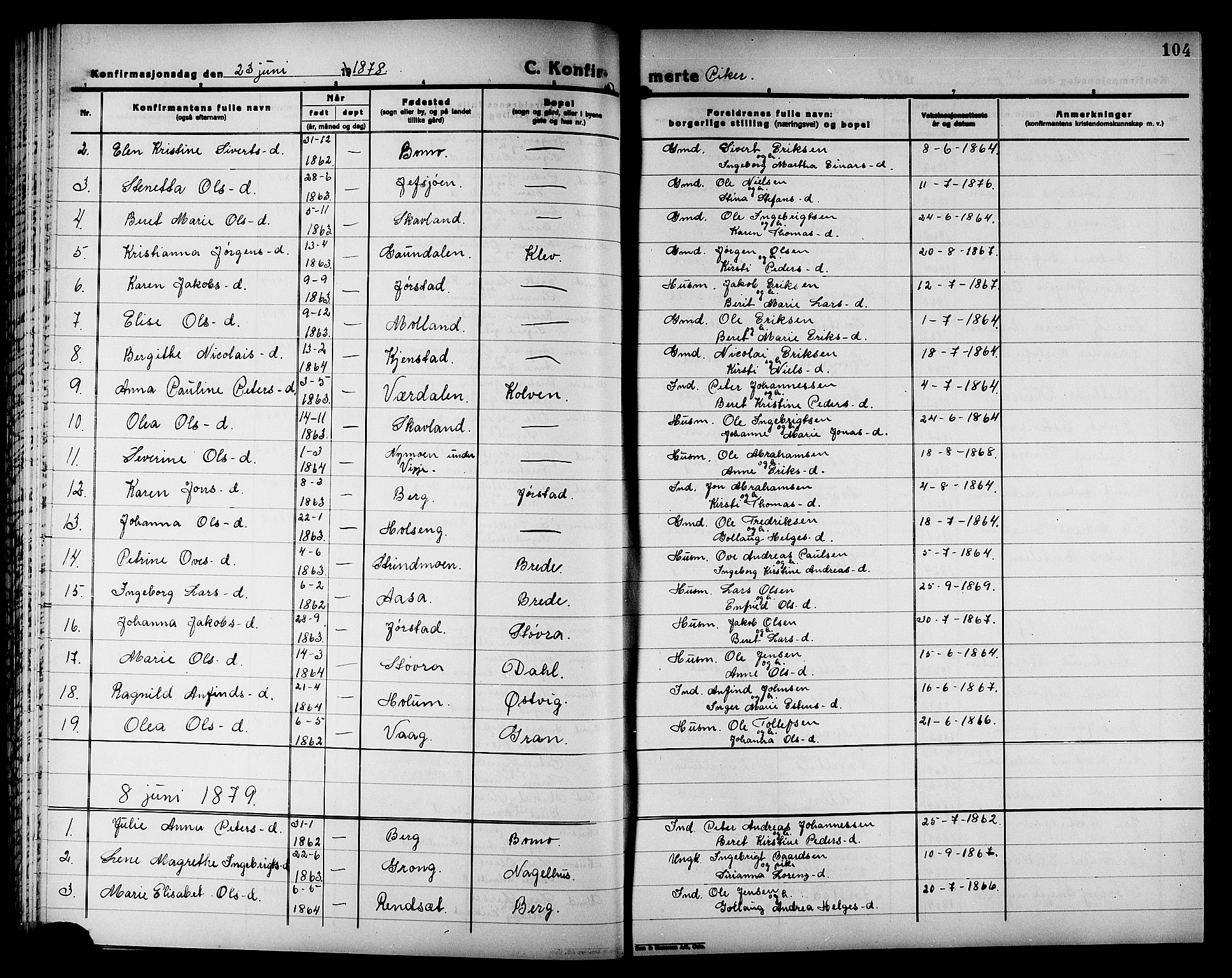 Ministerialprotokoller, klokkerbøker og fødselsregistre - Nord-Trøndelag, AV/SAT-A-1458/749/L0486: Ministerialbok nr. 749D02, 1873-1887, s. 104