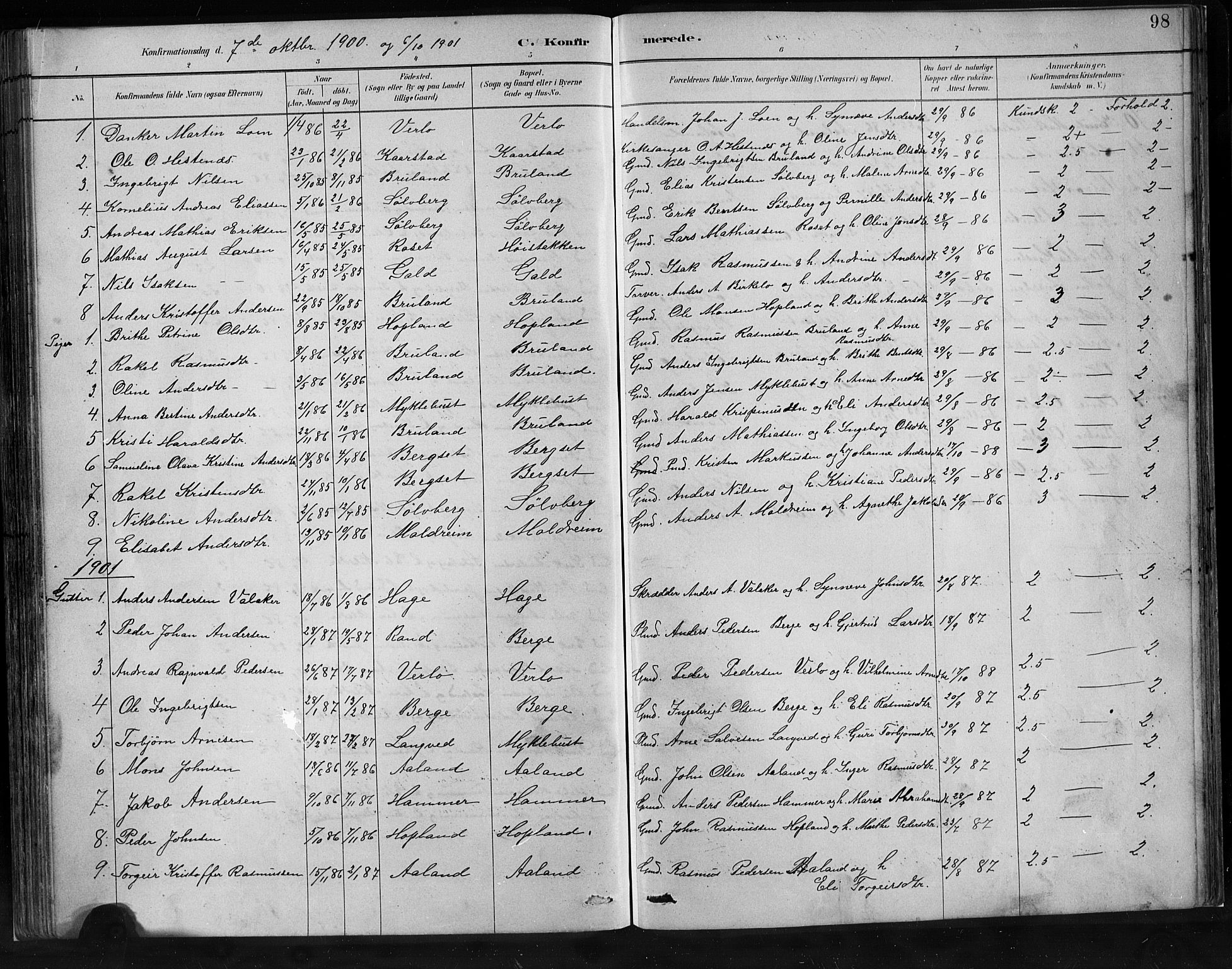 Innvik sokneprestembete, AV/SAB-A-80501: Klokkerbok nr. C 3, 1883-1911, s. 98