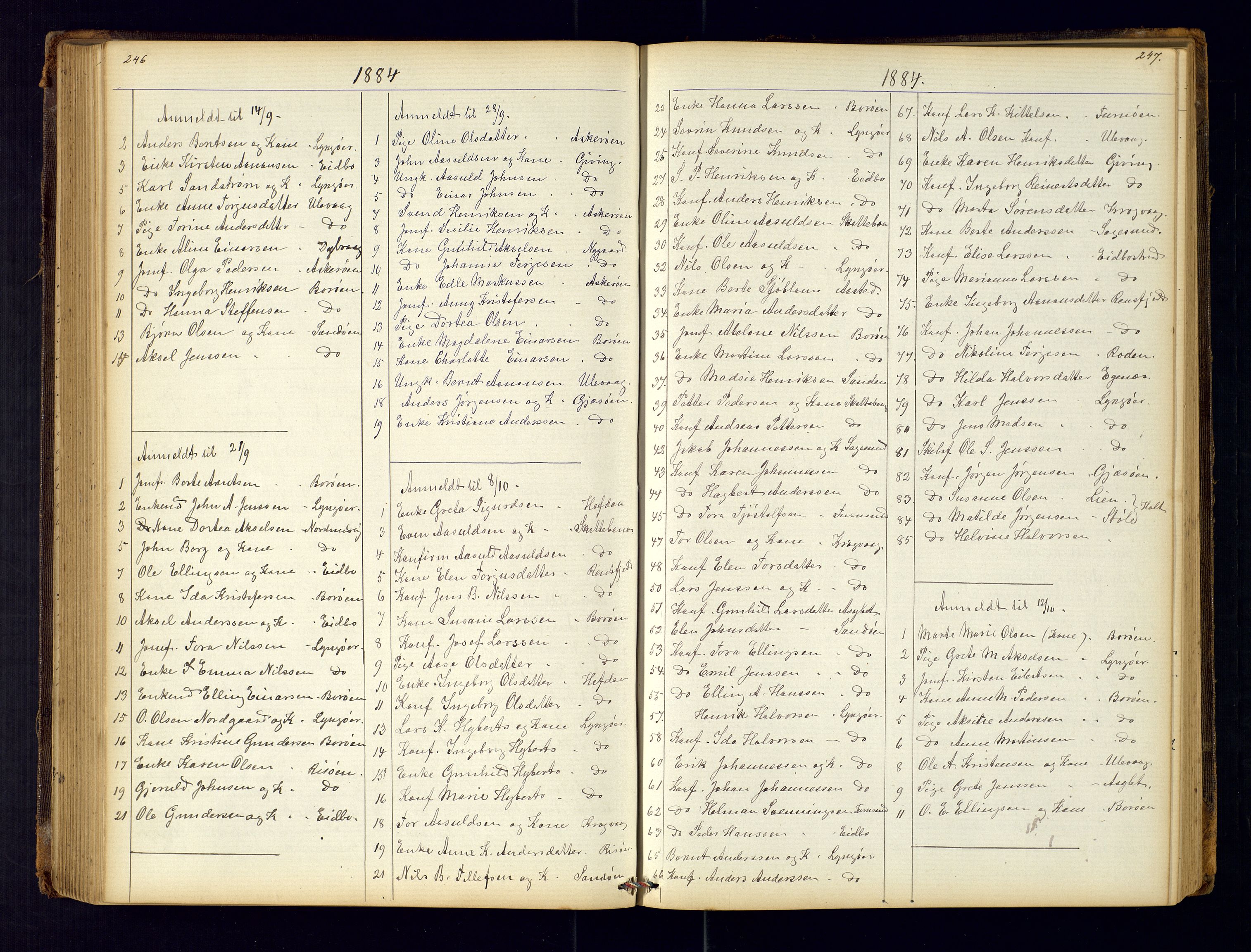 Dypvåg sokneprestkontor, AV/SAK-1111-0007/F/Fc/Fca/L0004: Kommunikantprotokoll nr. C-4, 1864-1962, s. 246-247