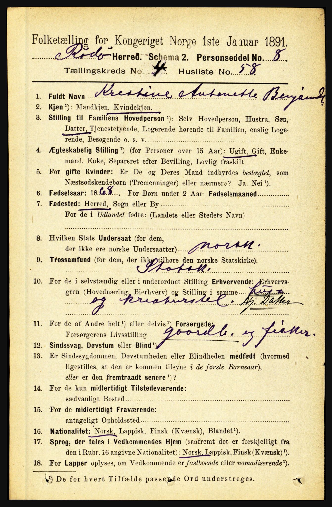 RA, Folketelling 1891 for 1836 Rødøy herred, 1891, s. 2048